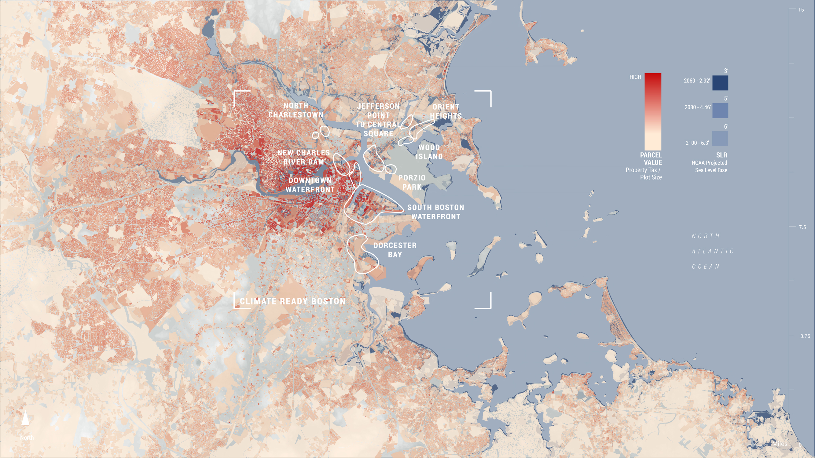 Fig. 53 Climate Ready Boston locations, sea level rise, and property value