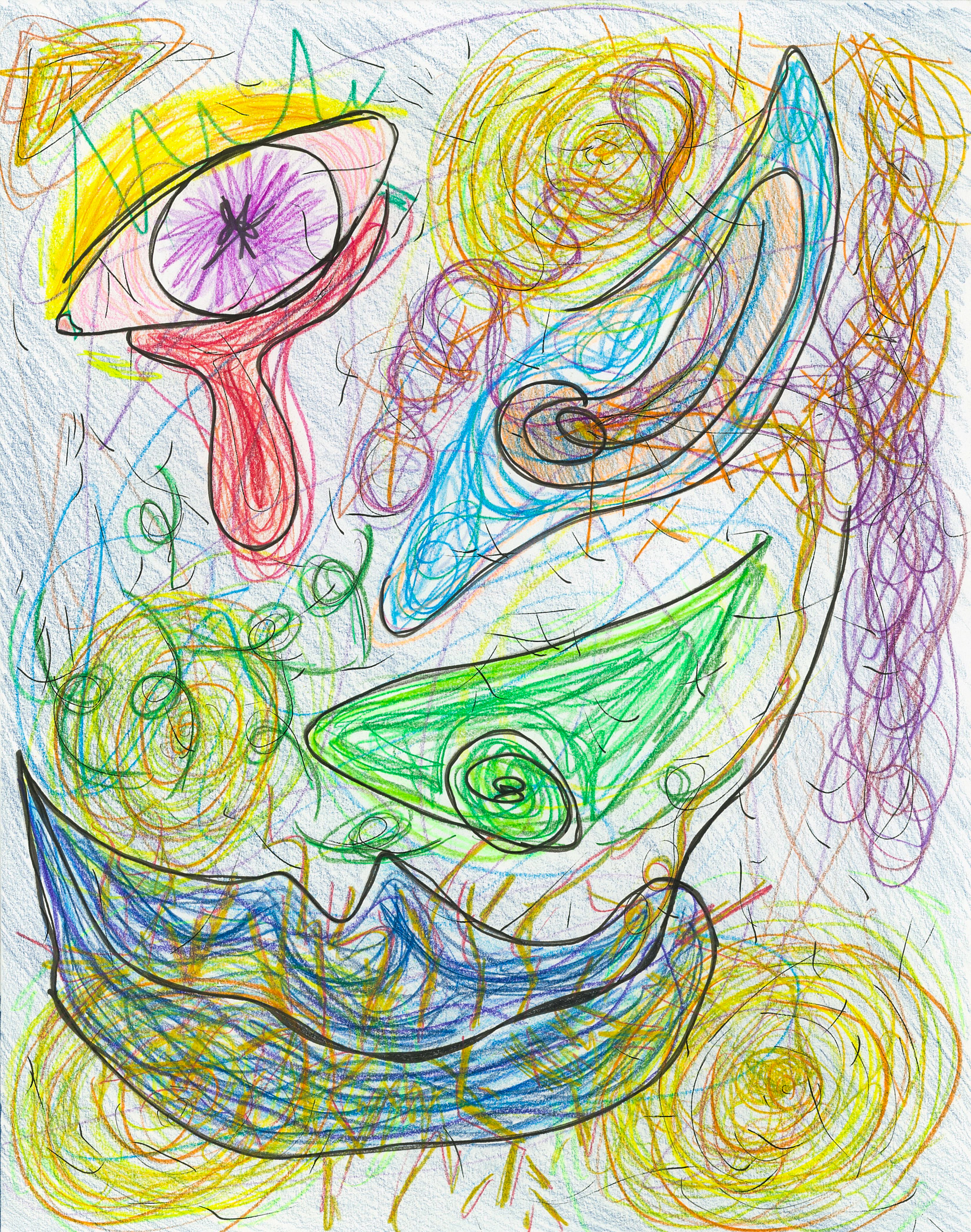 Broken taste // 2021, made with coloured pencil, pencil, & ink