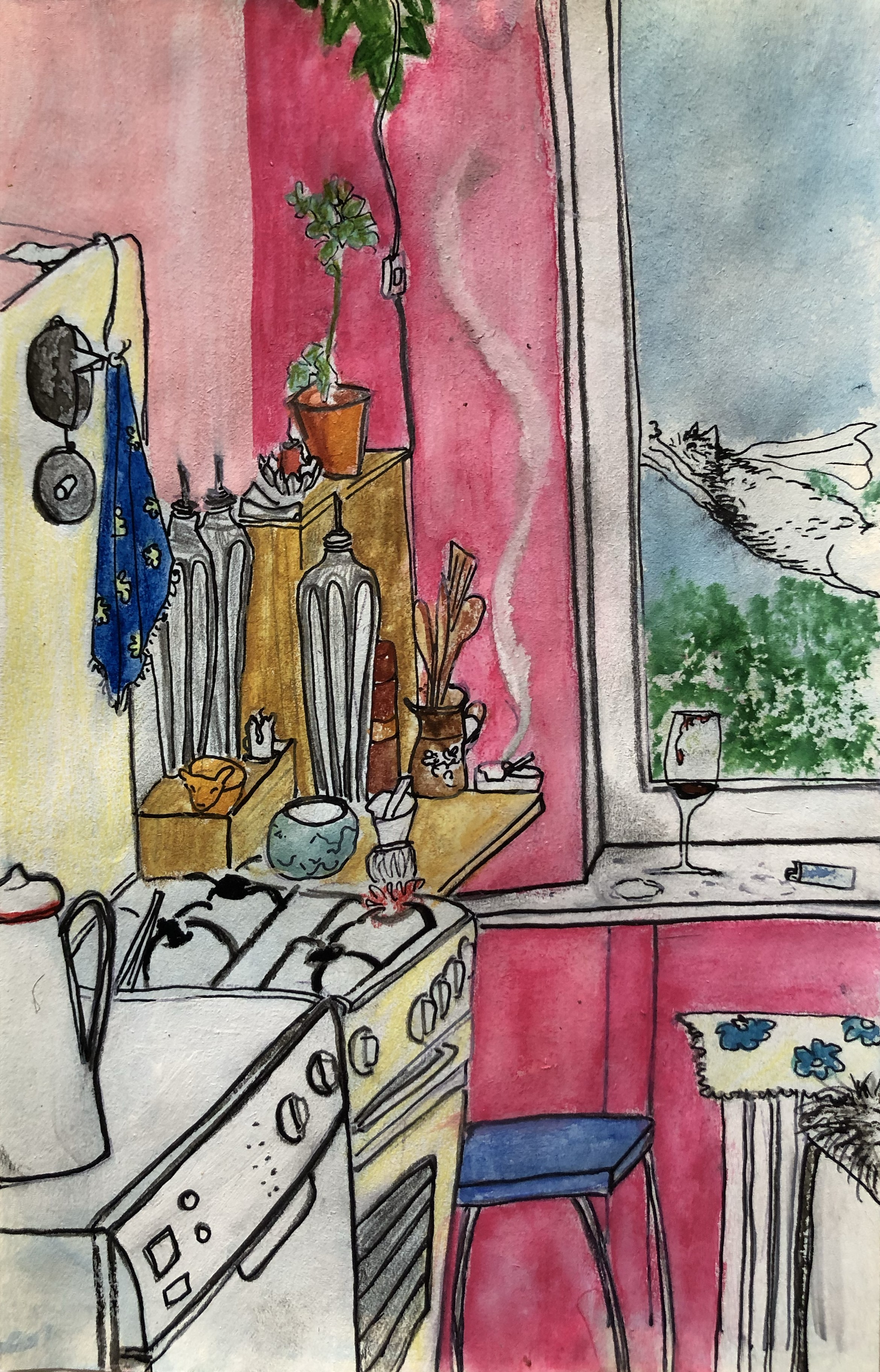 Mushu volante - Mixed media on paper - 21x13 cm