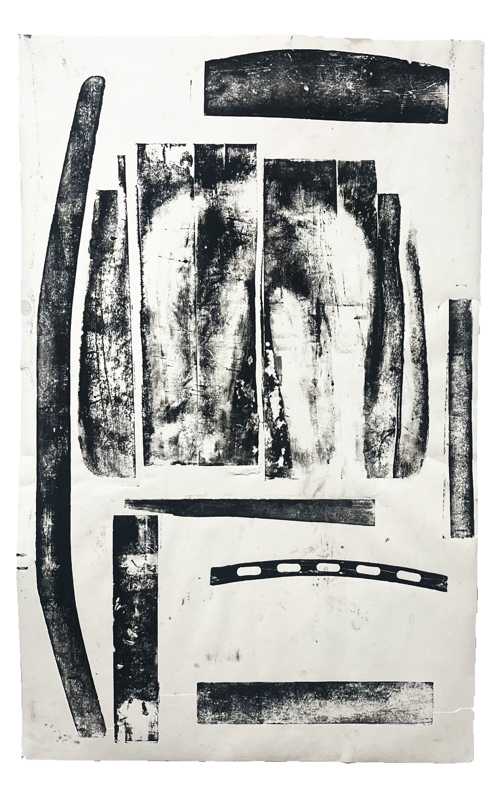Anatomy of the Crash III, Monoprint with Found Object, 2024