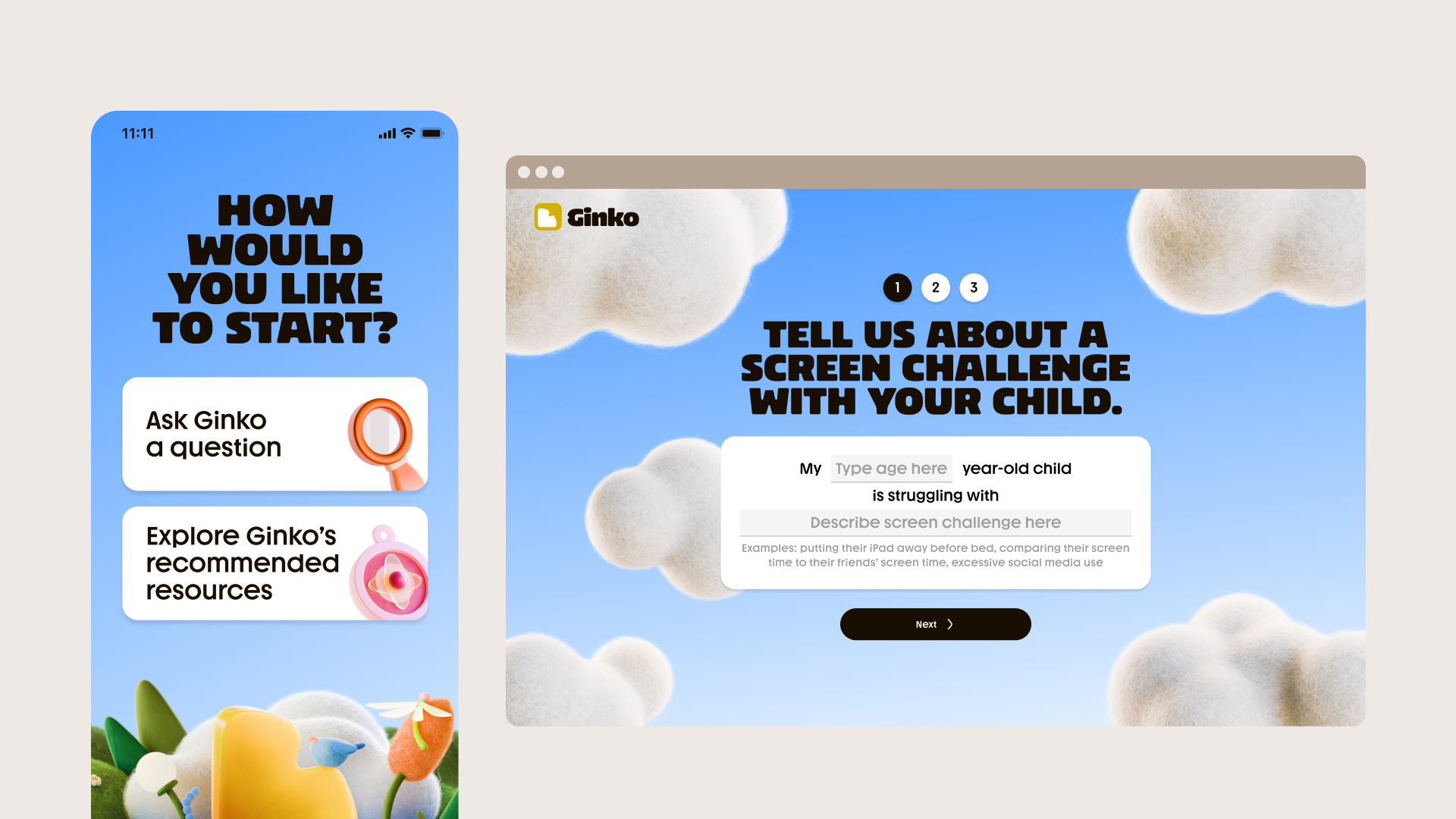 GinkoEarly product and lead-generation experiences for an AI-driven co-parenting startup