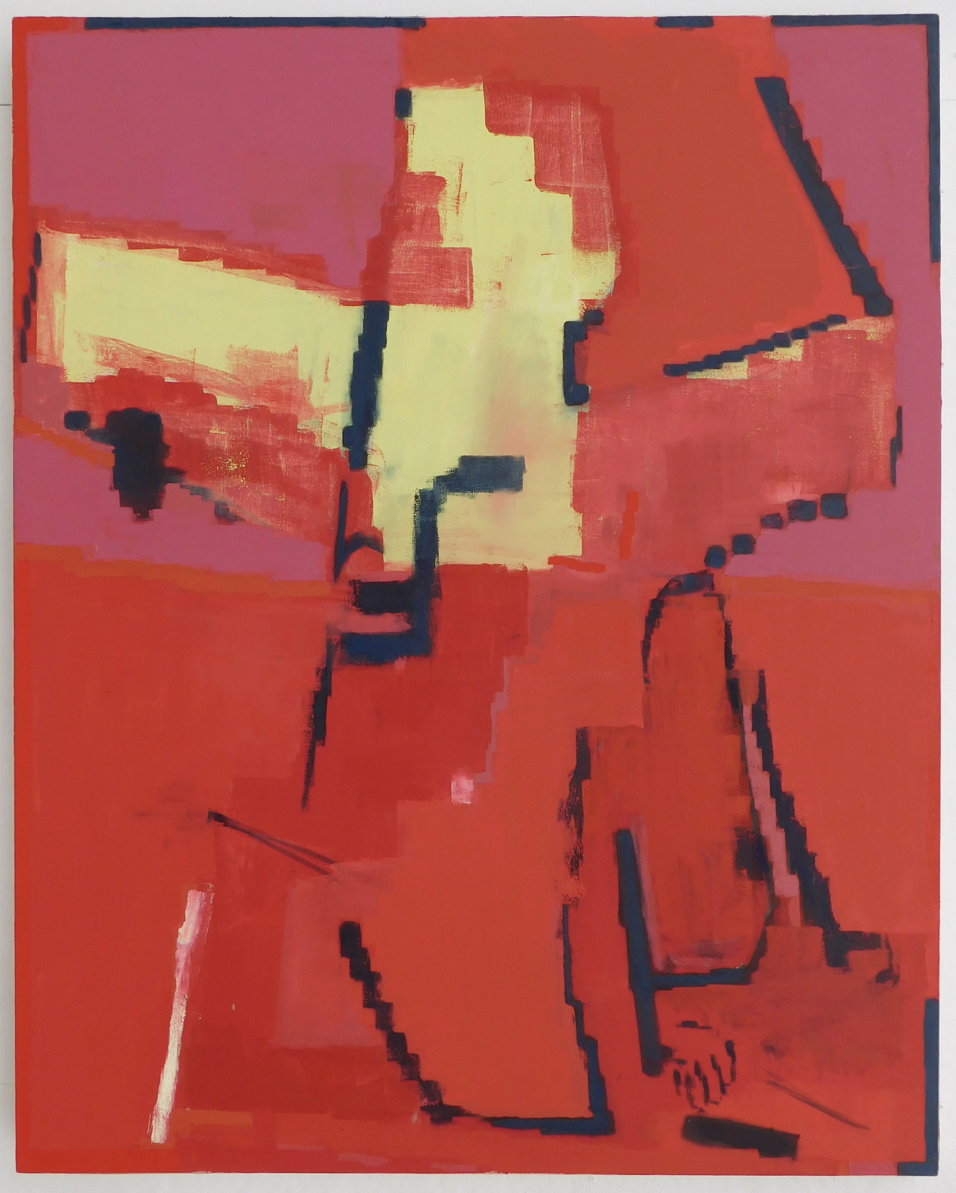 untitled (yellow truck red rider 2). oil on canvas 43.5"x54"