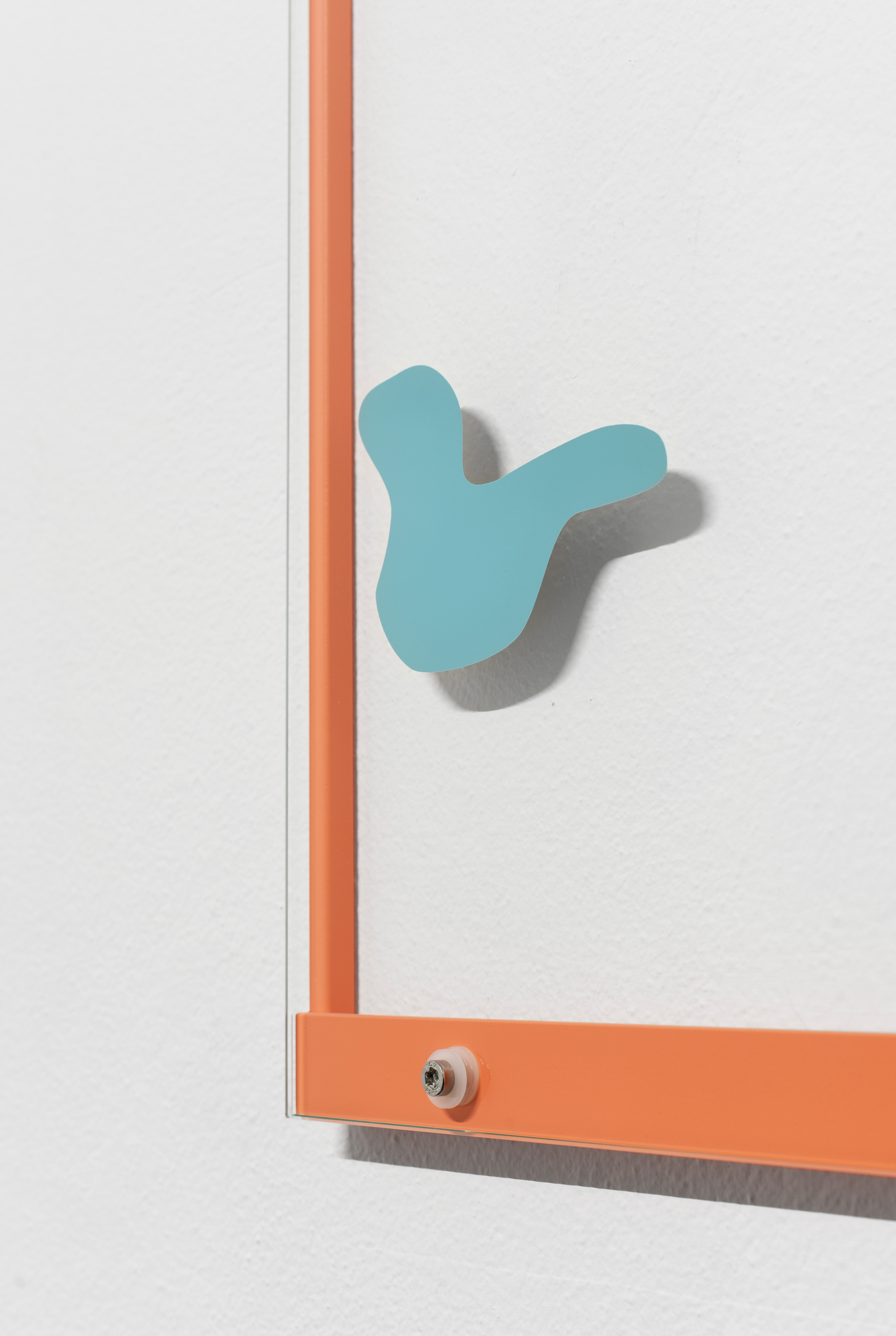 Reading (detail), 2019, Automotive lacquer, glass, steel and stainless steel fixings, 90cm x 60cm