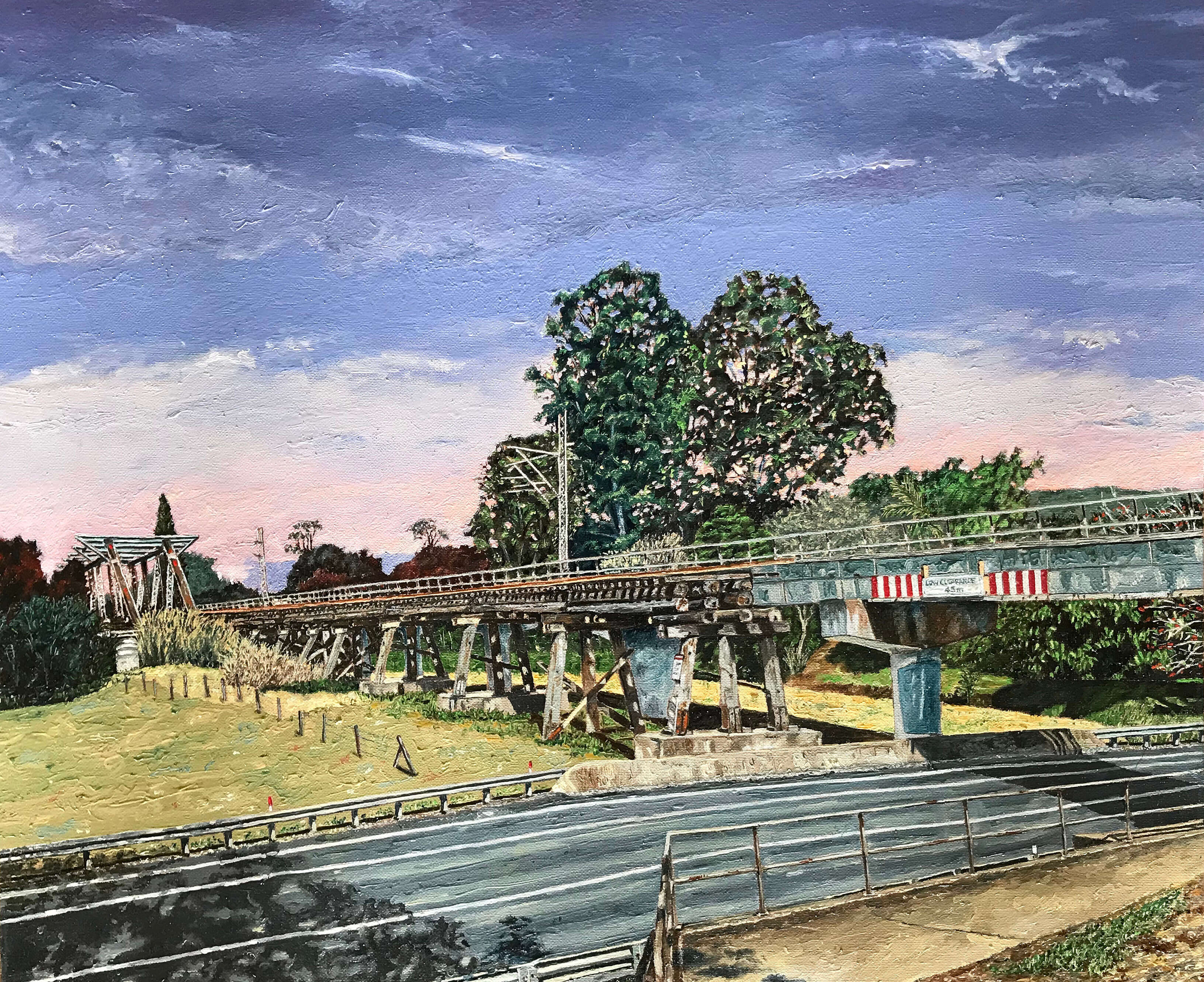 Crossing Lines — Yandina, Oil on Canvas, 50 x 60 cm.