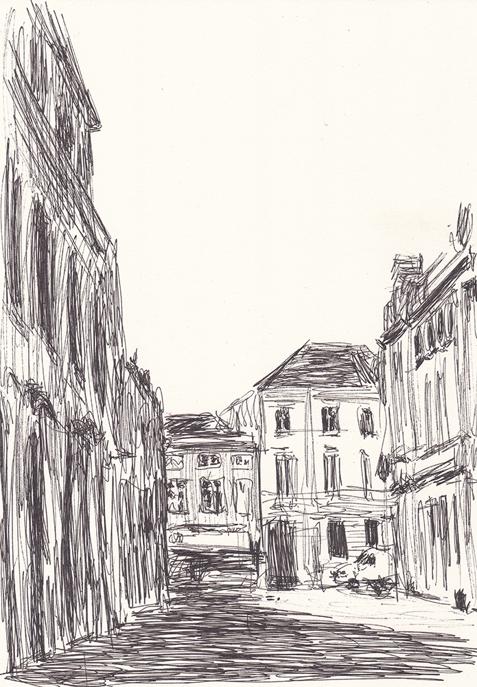 Belgium street, 2017, pen on paper, 21*14.8(cm)