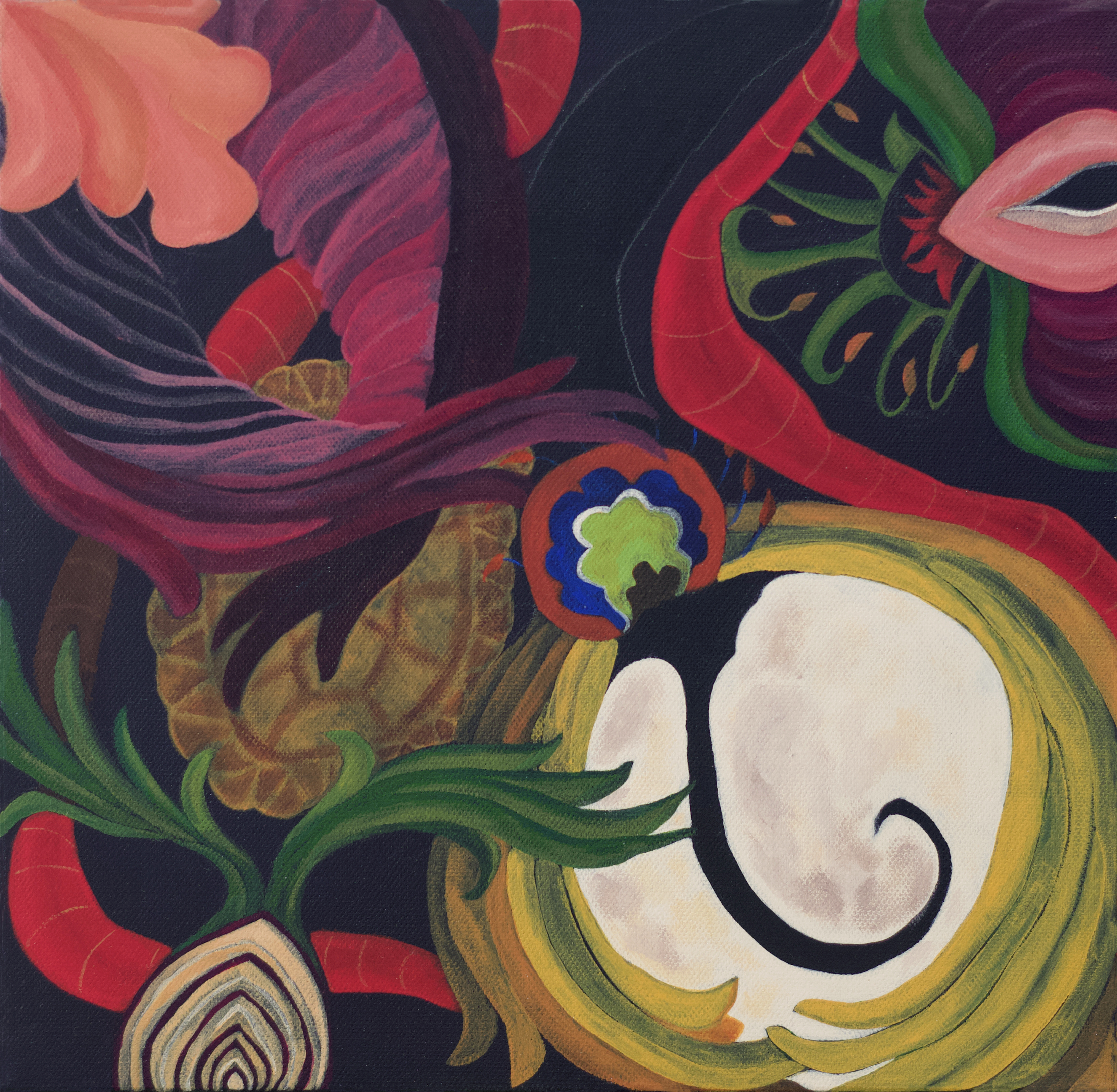 Moon circumcision, acrylic on canvas, 30.5 x 30.5 cm, 2021
