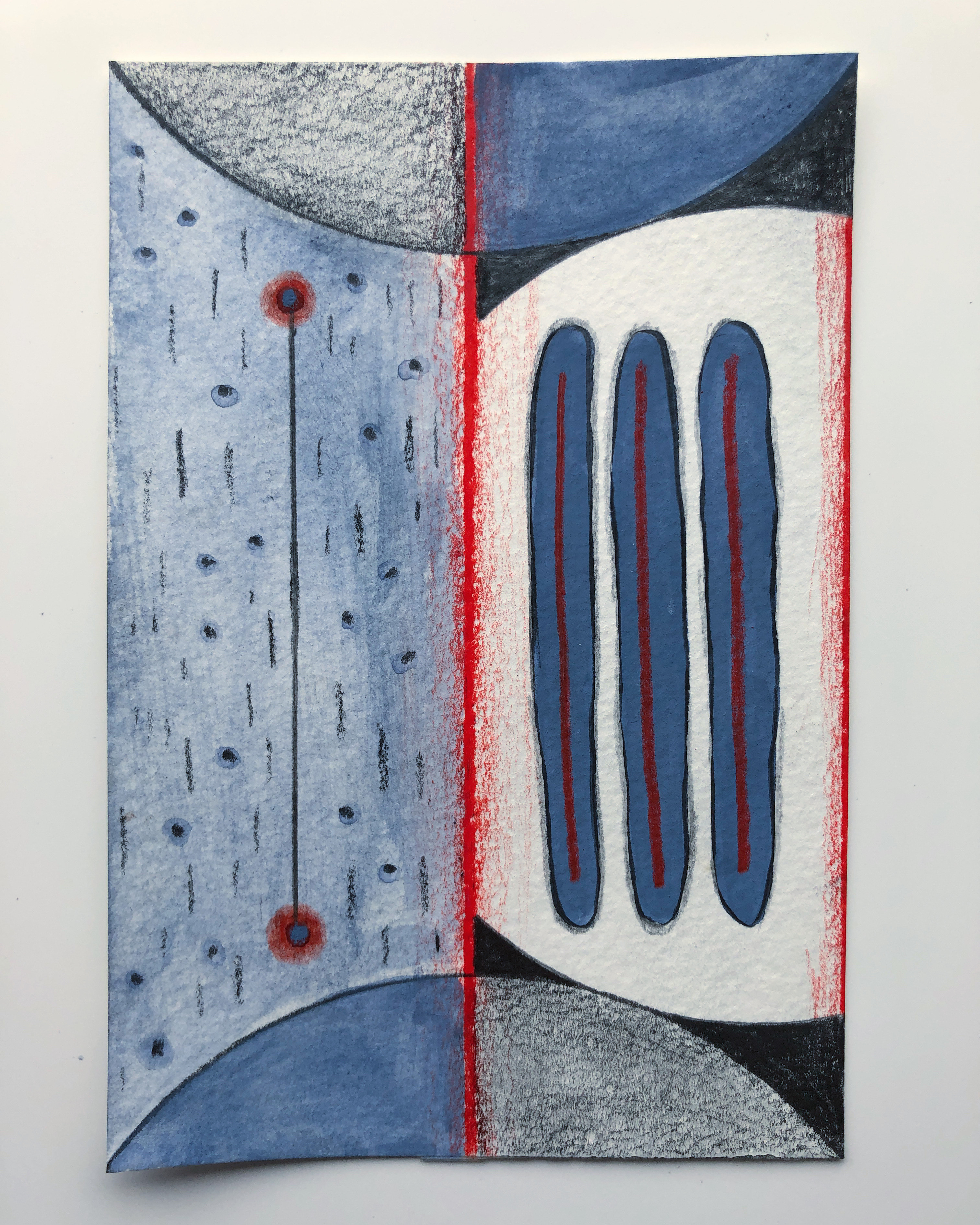Collision, 4 x 5, gouache, graphite, and colored pencil on paper