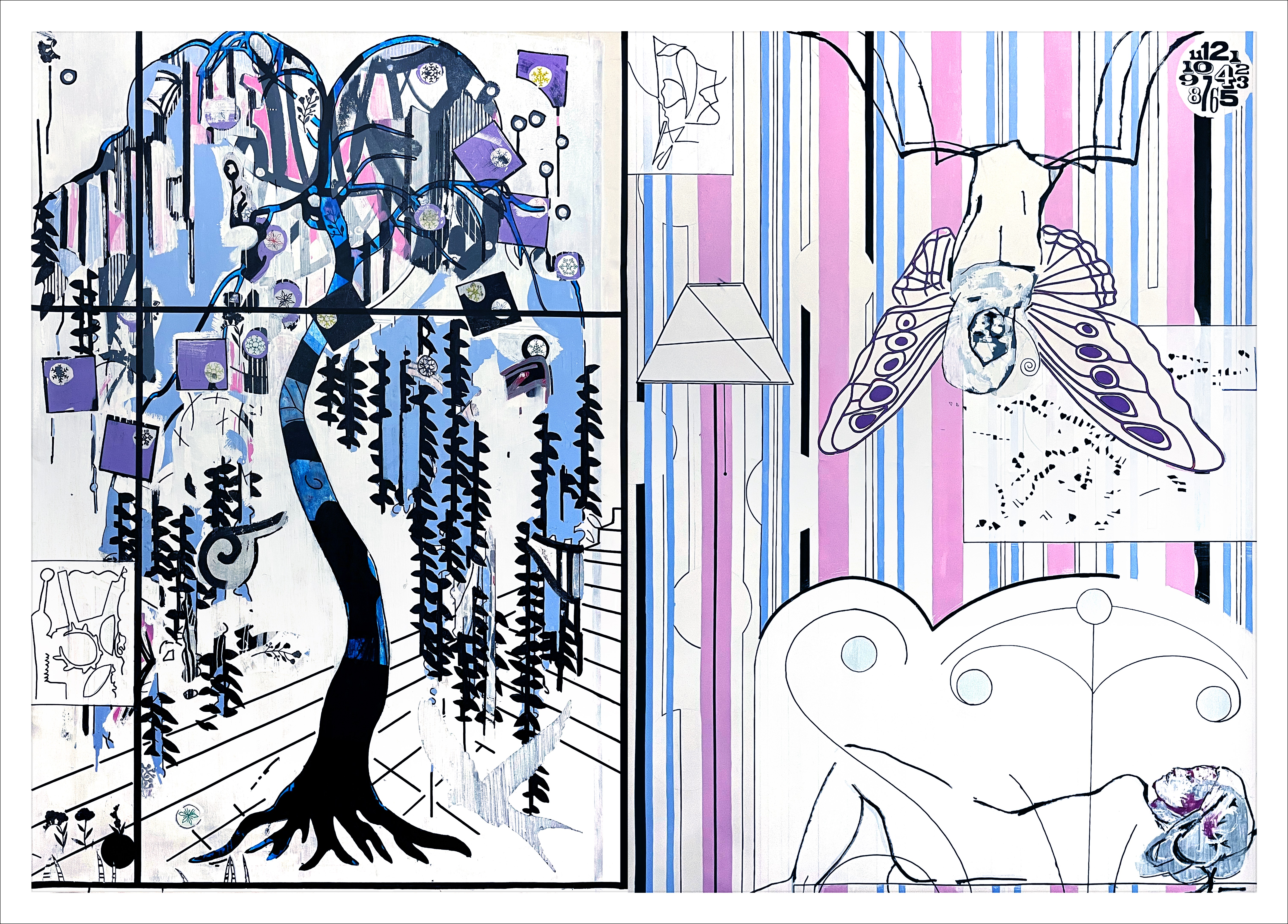 Willow, Snow, Snowing, Wing, 2024; Acrylic on canvas; 76" x 56"