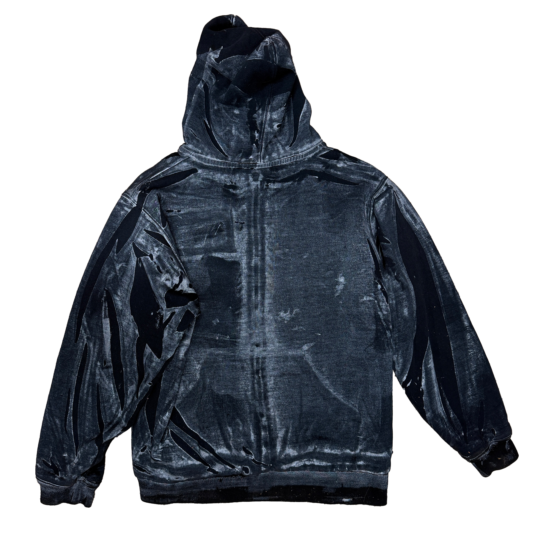 double layer thermal lined zip hoodie allover printed with textile ink, custom repairs allover hoodie, fitted with custom 1"  buttons