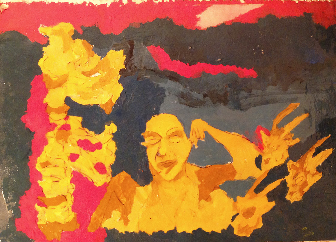 magenta é a cor que vemos fechando os olhos | 21cm x 26cm | Christine Gryschek | 2020 | Tinta acrílica, spray e verniz sobre papel