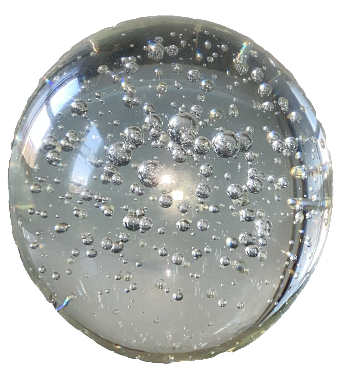 clear round glass paperweight