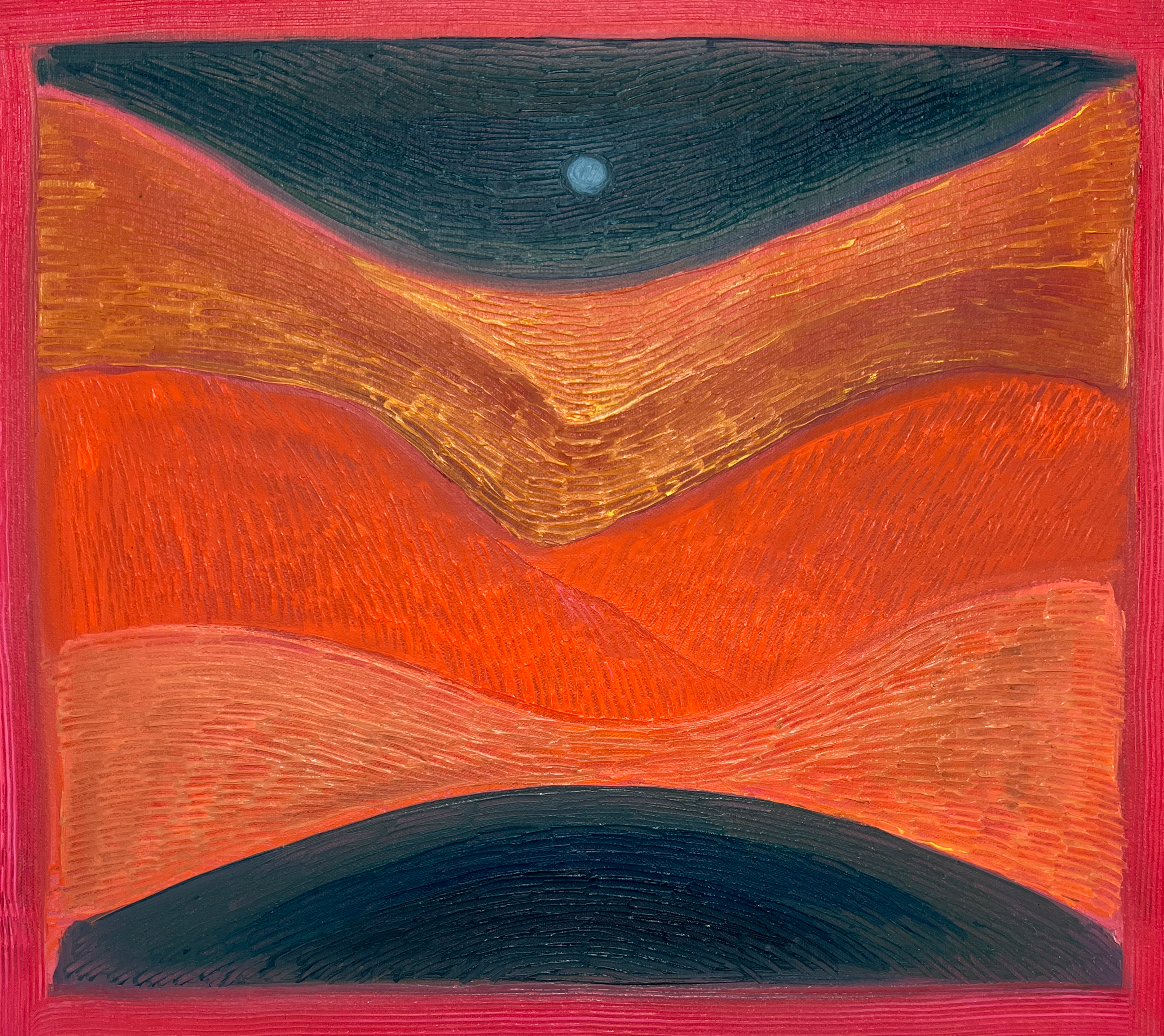 Blue Moon, 2025. Oil & oil stick on canvas. 38cm x 34cm