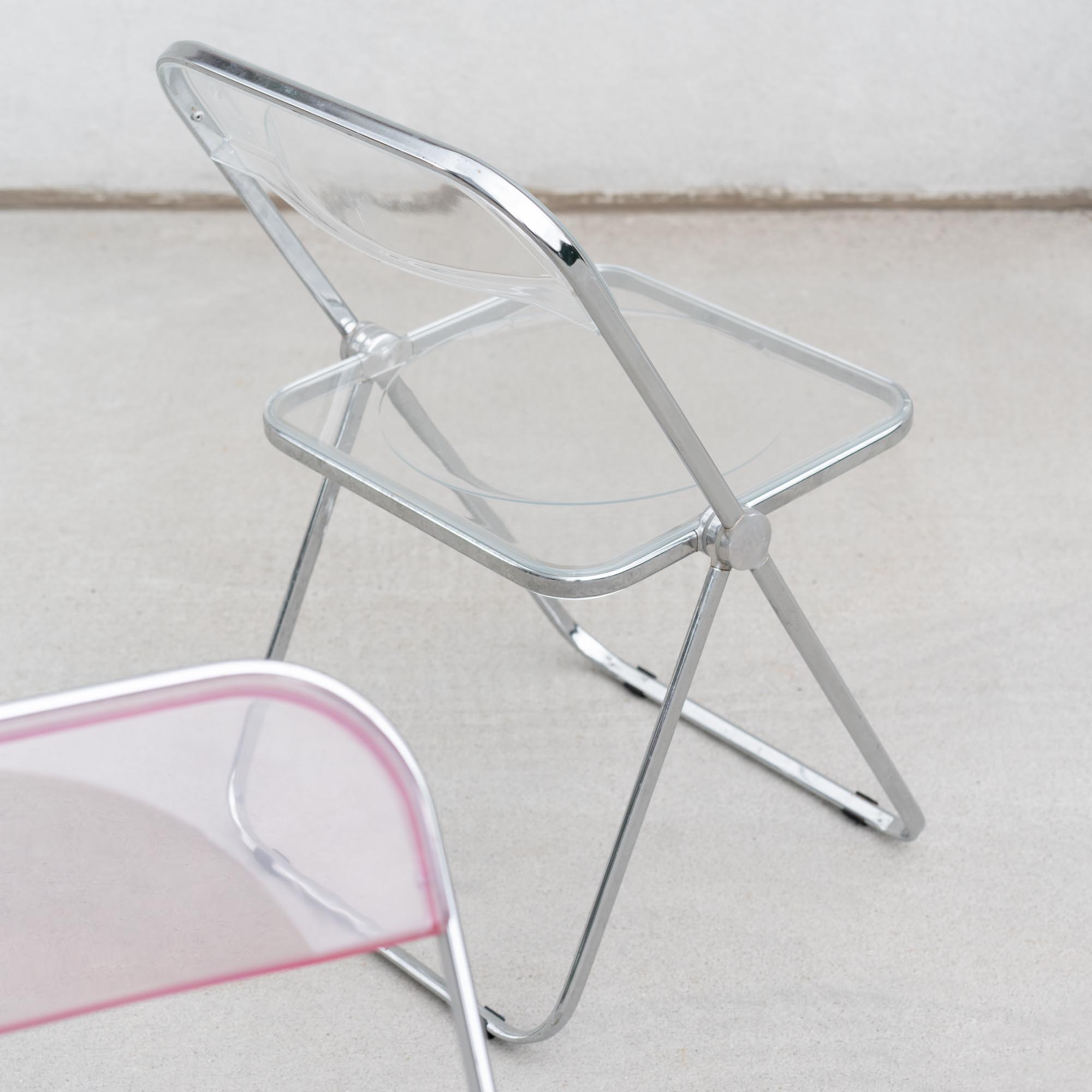 Plia Chairs by Giancarlo Piretti for sale New York City sweeterfat pink plia chair clear plia chair anonima castelli