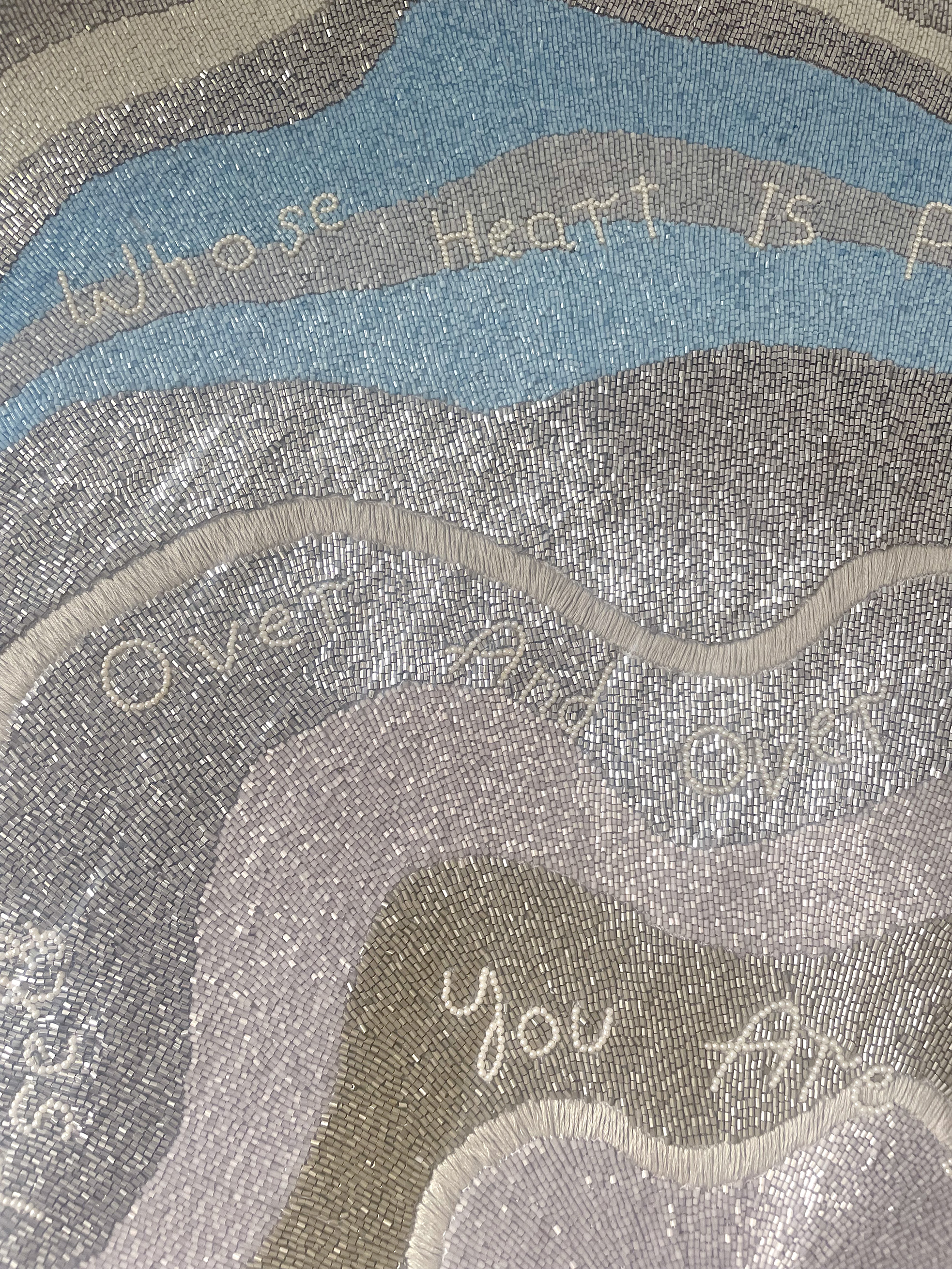 You Cannot Break A Person (Detail) 2023Beads on canvas50 1/4 inch diameter (framed)