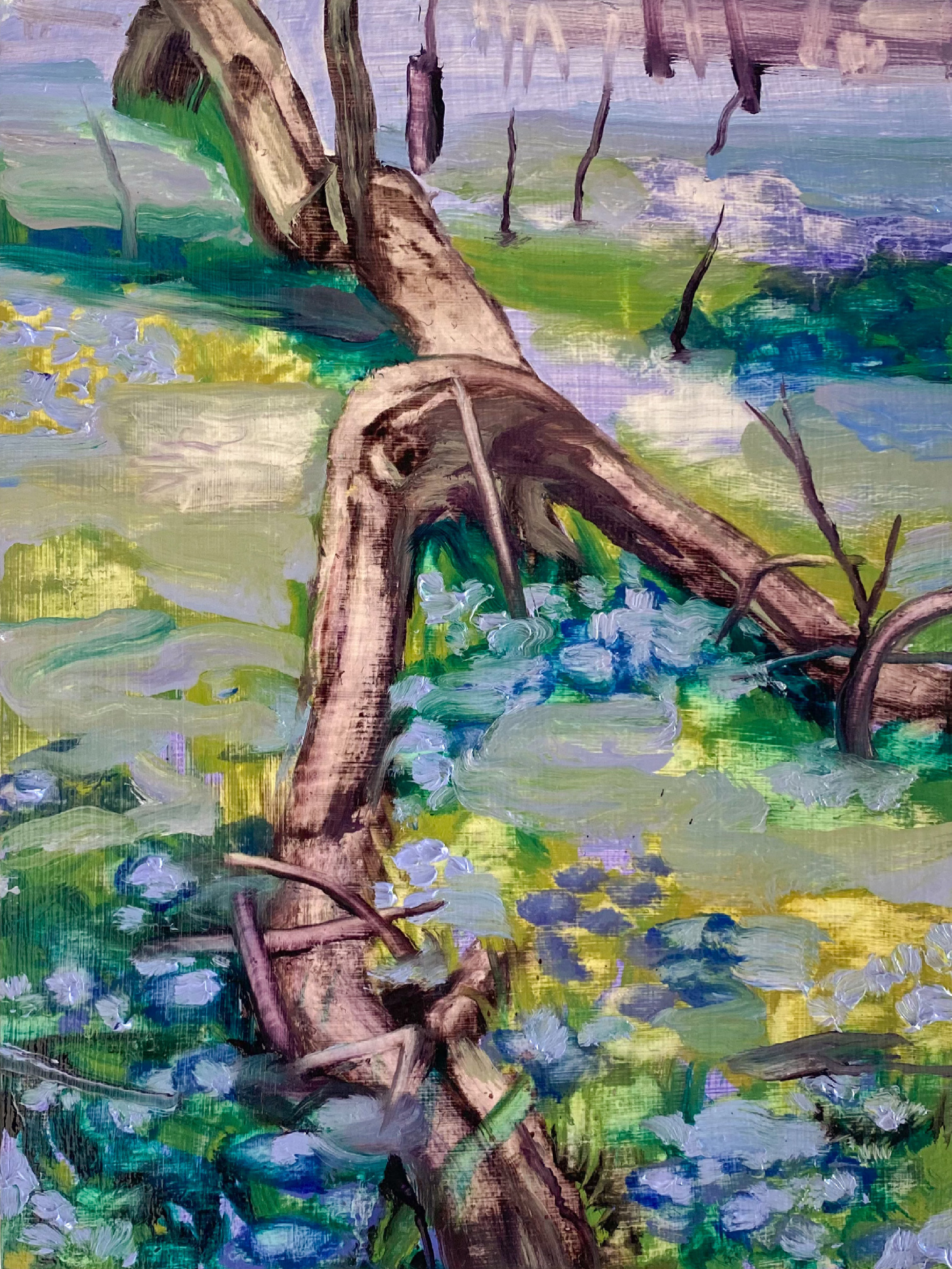Bluebells, oil on panel, 6 x 8 inches, 2021.