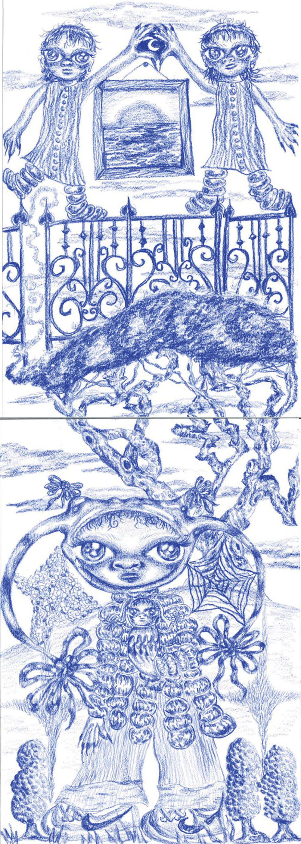 i carry me, coloured pencil on paper, 84 x 21 cm.