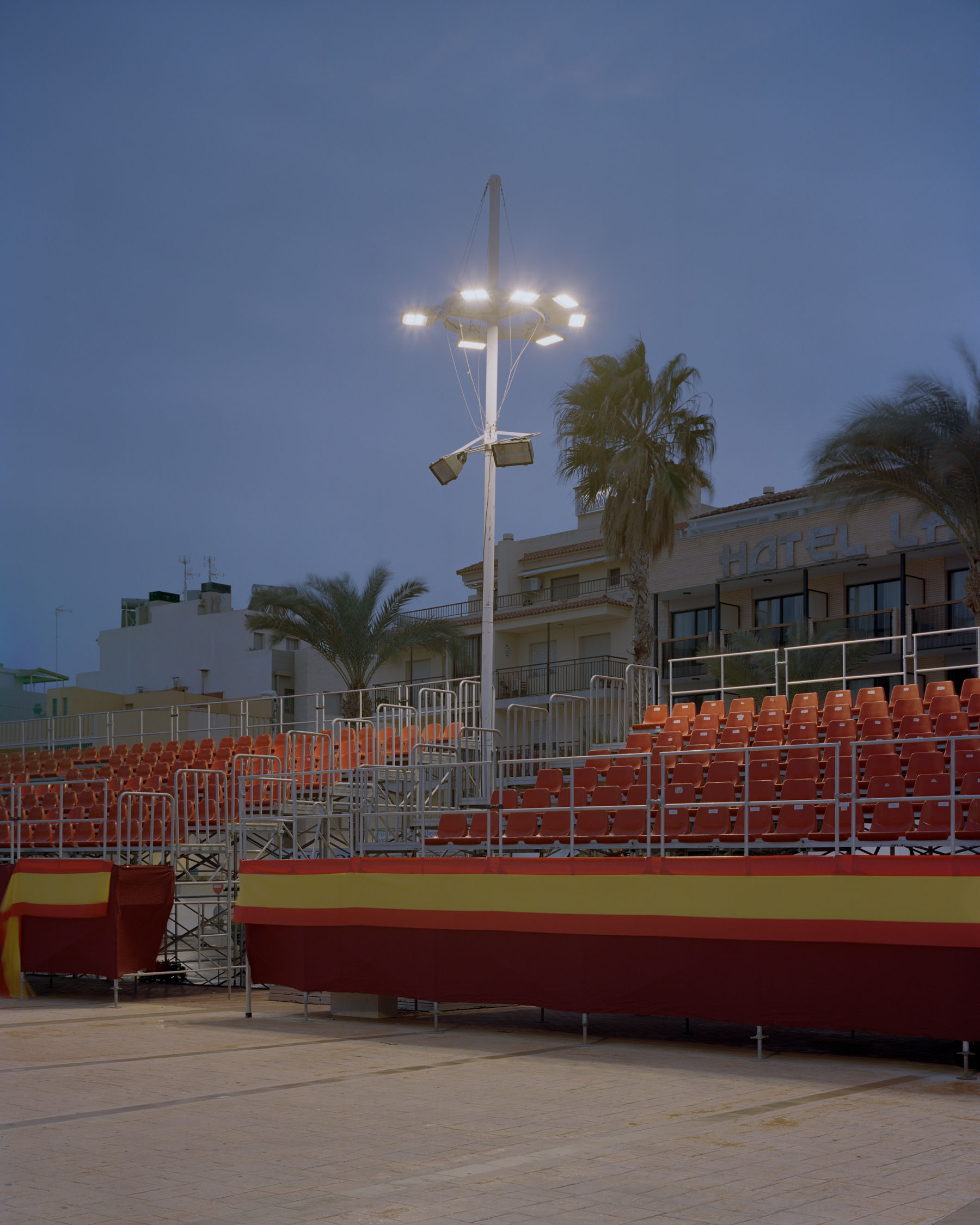 Grandstand for the ceremony of the swearing-in of the flag. the most of the guests came from across the country to visit the ceremony.