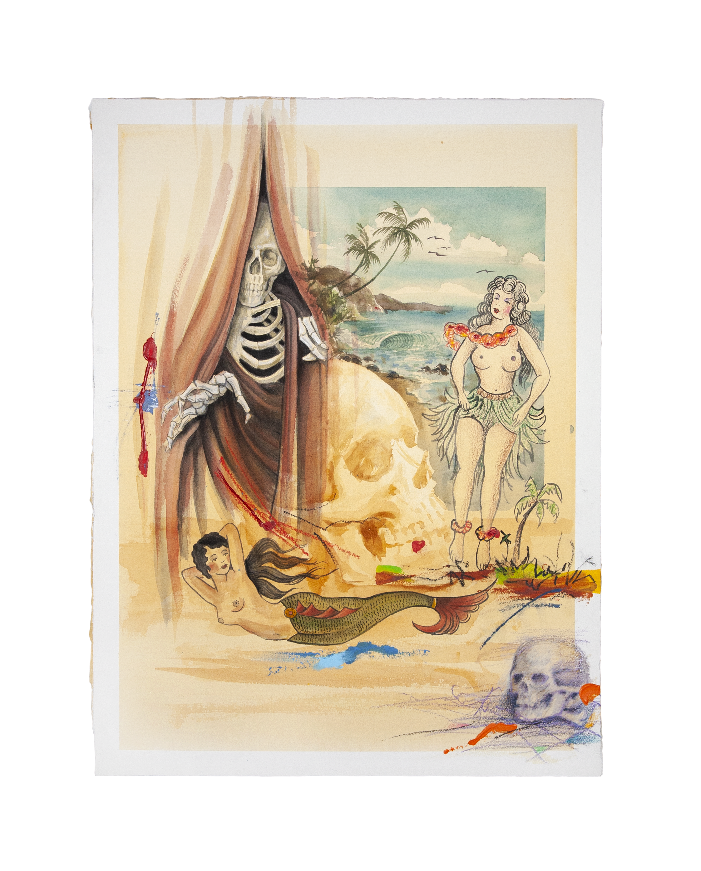 Strong, Clear Minded and Blind,&nbsp;2020 Watercolor, Acrylic, Charcoal, Colored Pencil and Pastel on Arches Paper Adhered to Wood Panel24 x 18 inches (60.9 x 45.7cm)🔴