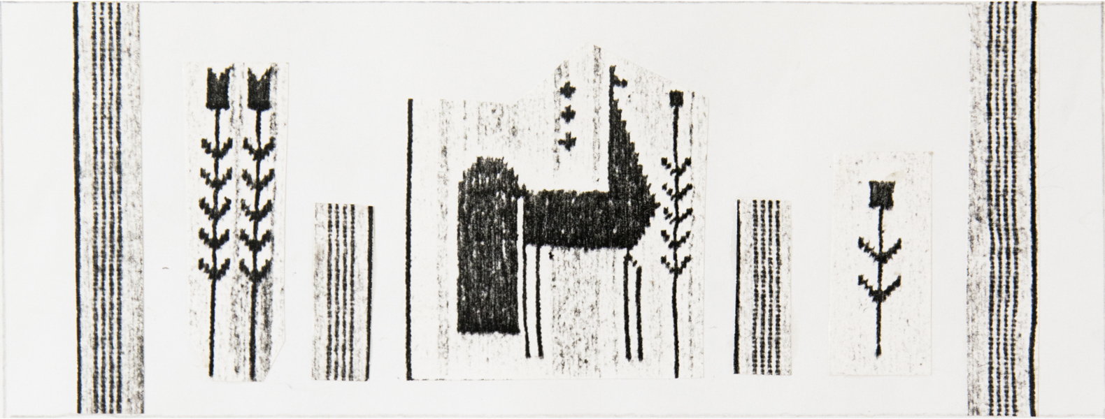 Design for handmade carpet. Collage. Xerox copy on cardboard. 1980's