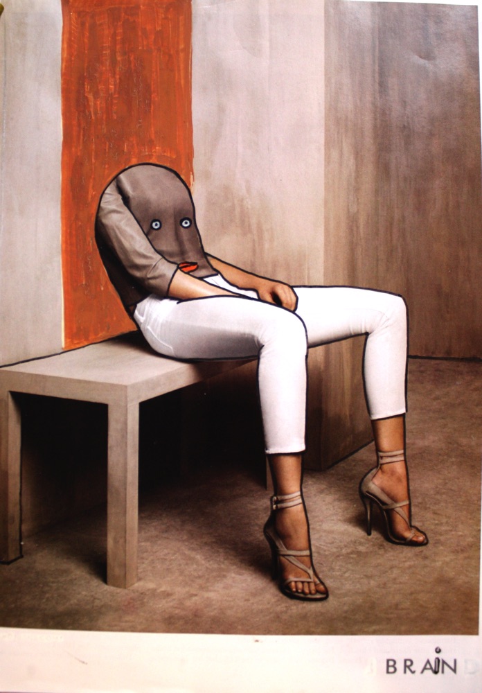 Brain, acrylic on magazine paper, A4