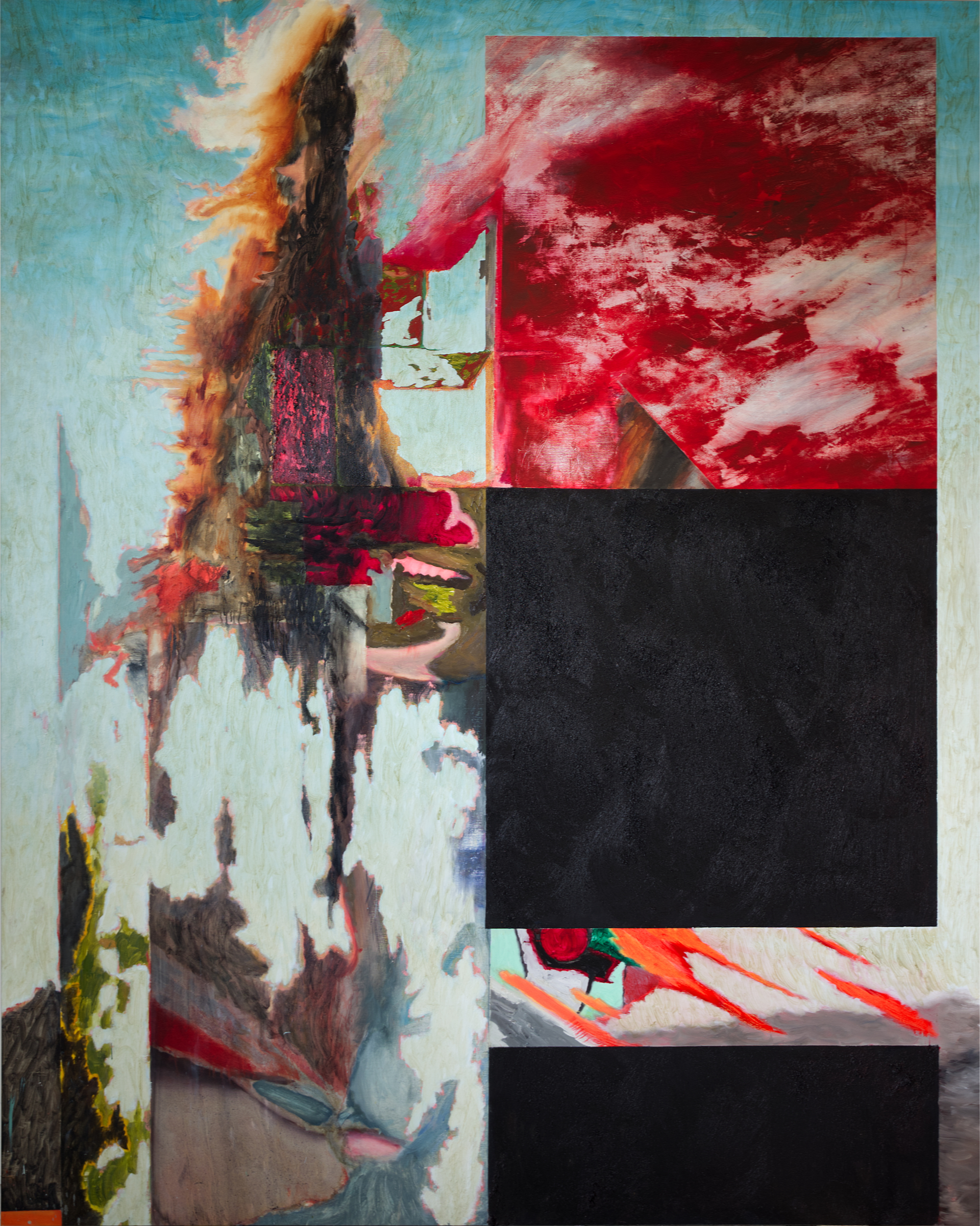 Old math III, oil and sawdust on linen, 250x200 cm, 2019