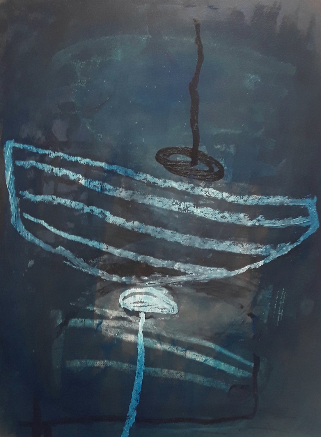 On Top Underneath, 2016, Oil on paper, 22 x 30 in.
