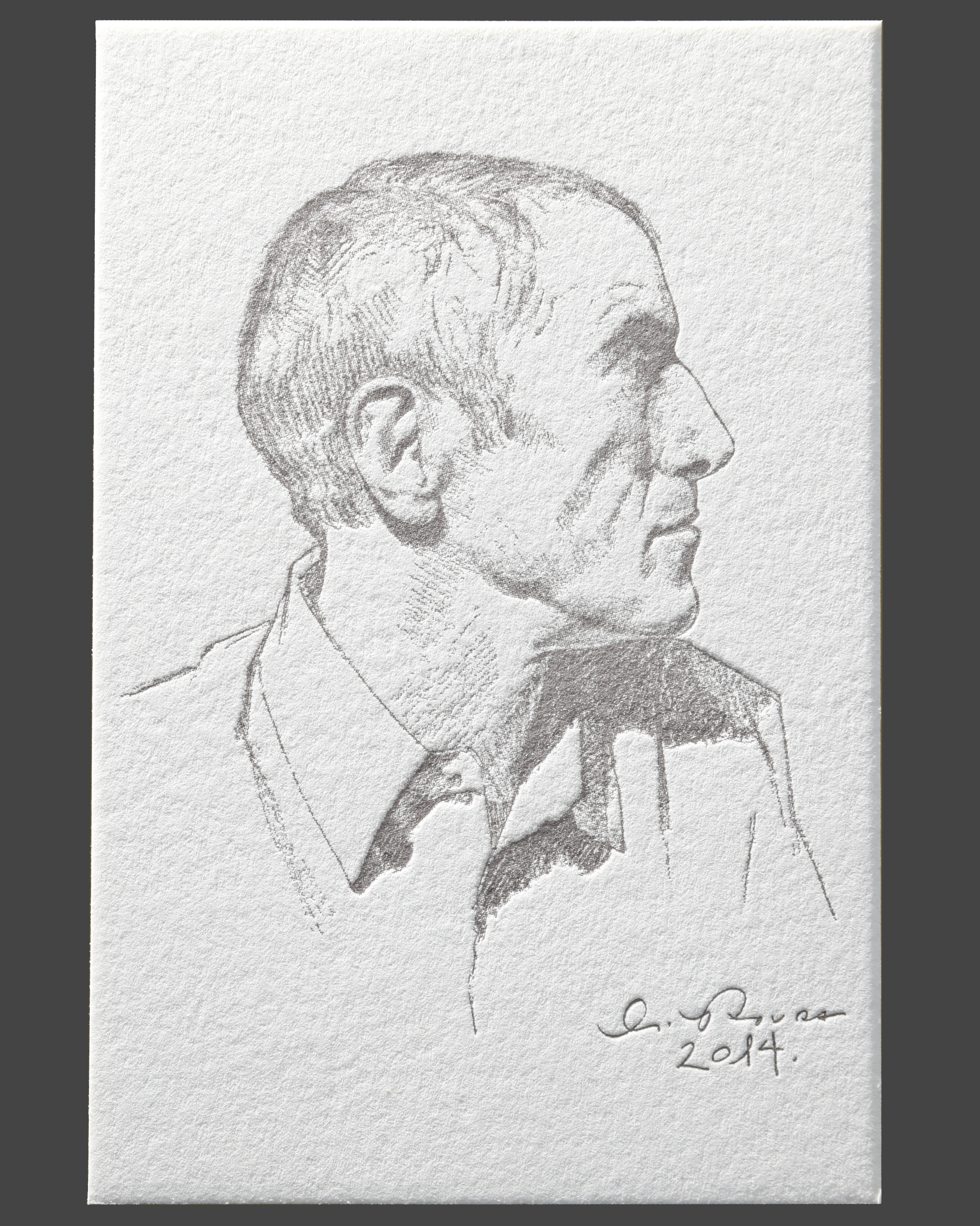 LETTERPRESSportrait reproduction of pencil drawing