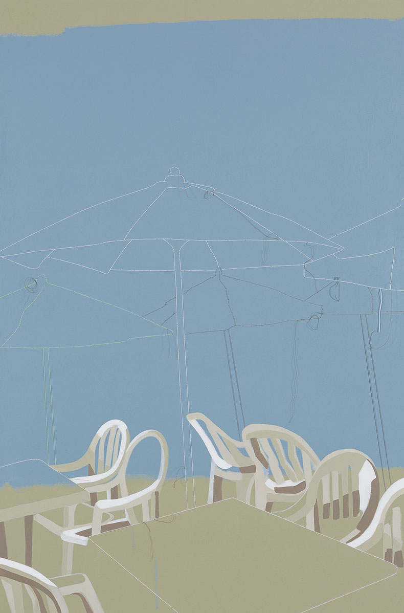 PARASOL | Hand embroidery and acrylic on canvas | 120 x 80 cm