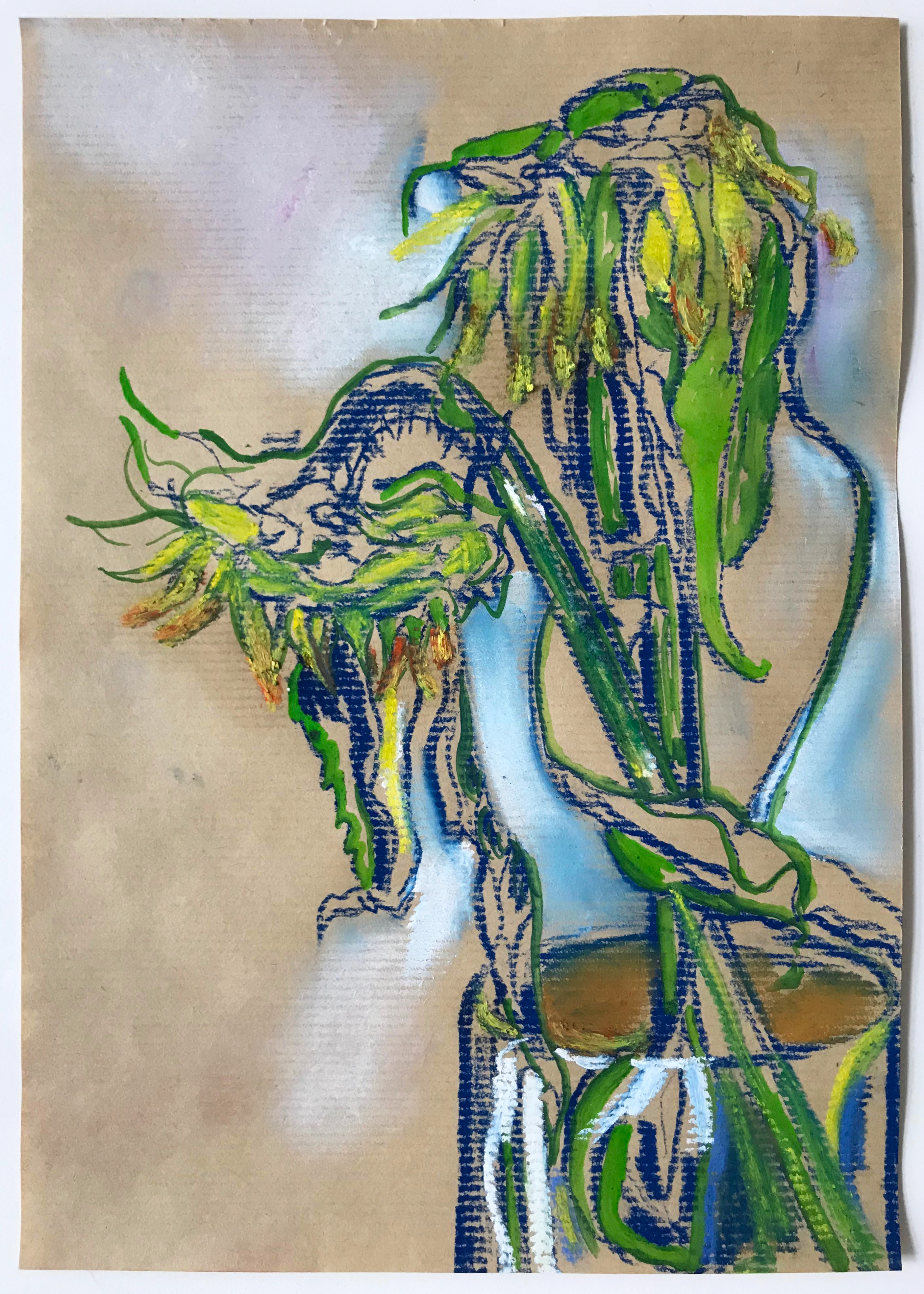 Sunflowers, 2020Pastel and oil pastel on paper  11 3/4 x 8 1/4 in.  29.7 x 21 cm