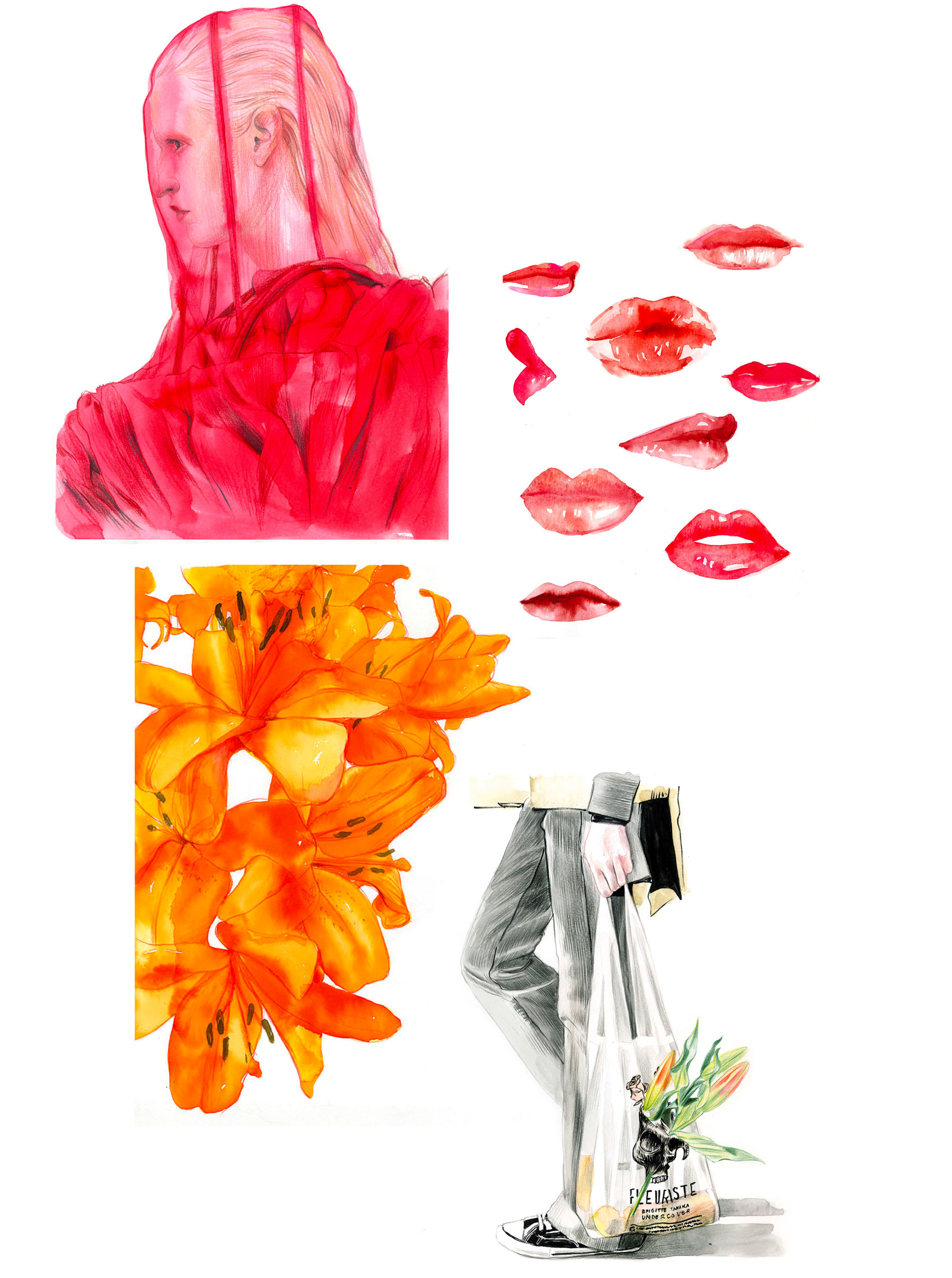 Botanical drawing, fashion illustration — Caroline Andrieu