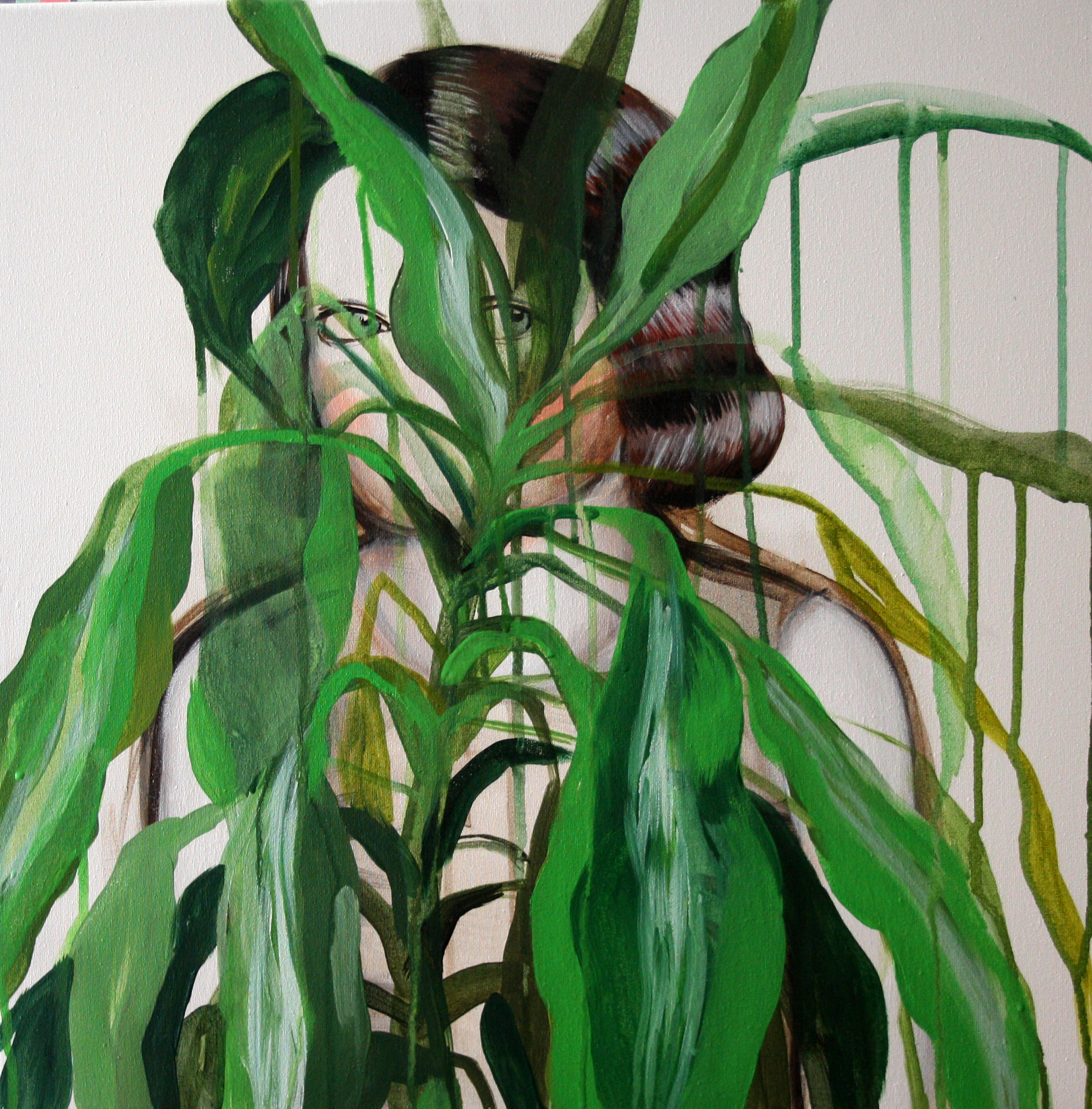 Behind a plant, acrylic on canvas, 50/50 cm