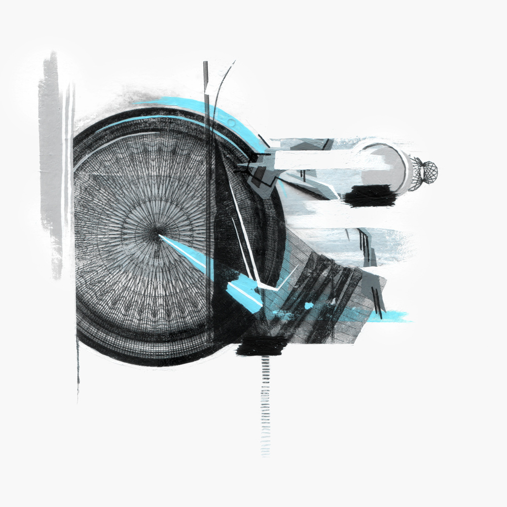 VORHABEN NETZ  ·  mixed media on paper  ·  26 x 29 cm  