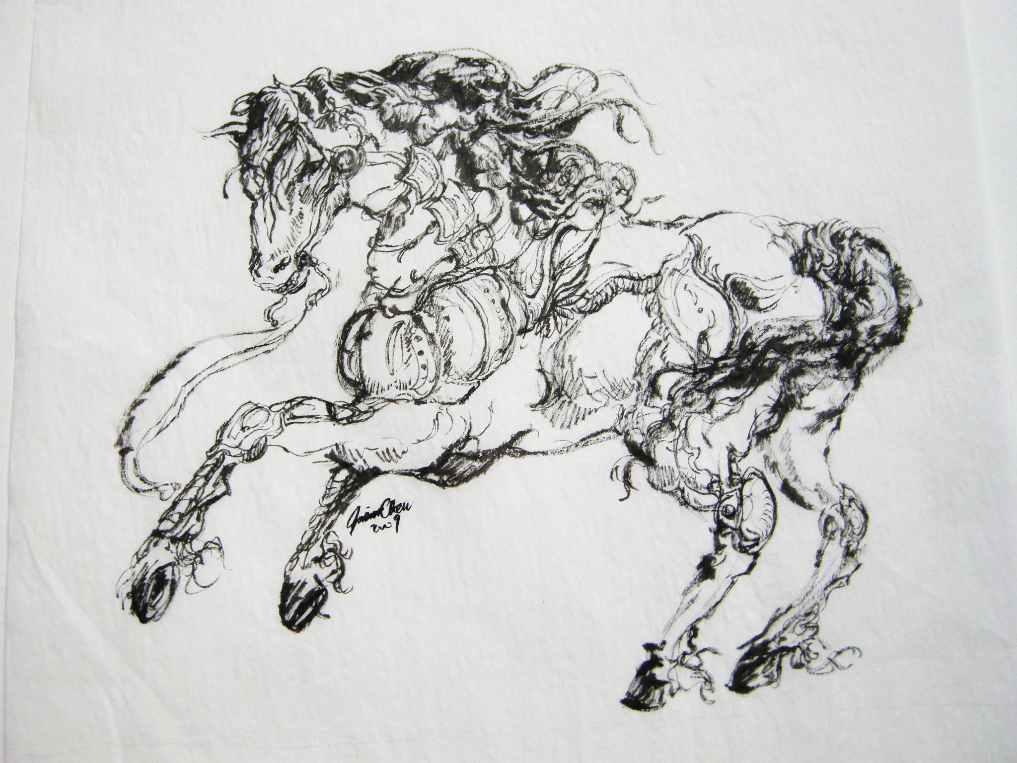  Excerpt from " 8 Horses", ChinChin Marketing Commission. 2009. Ink on paper.