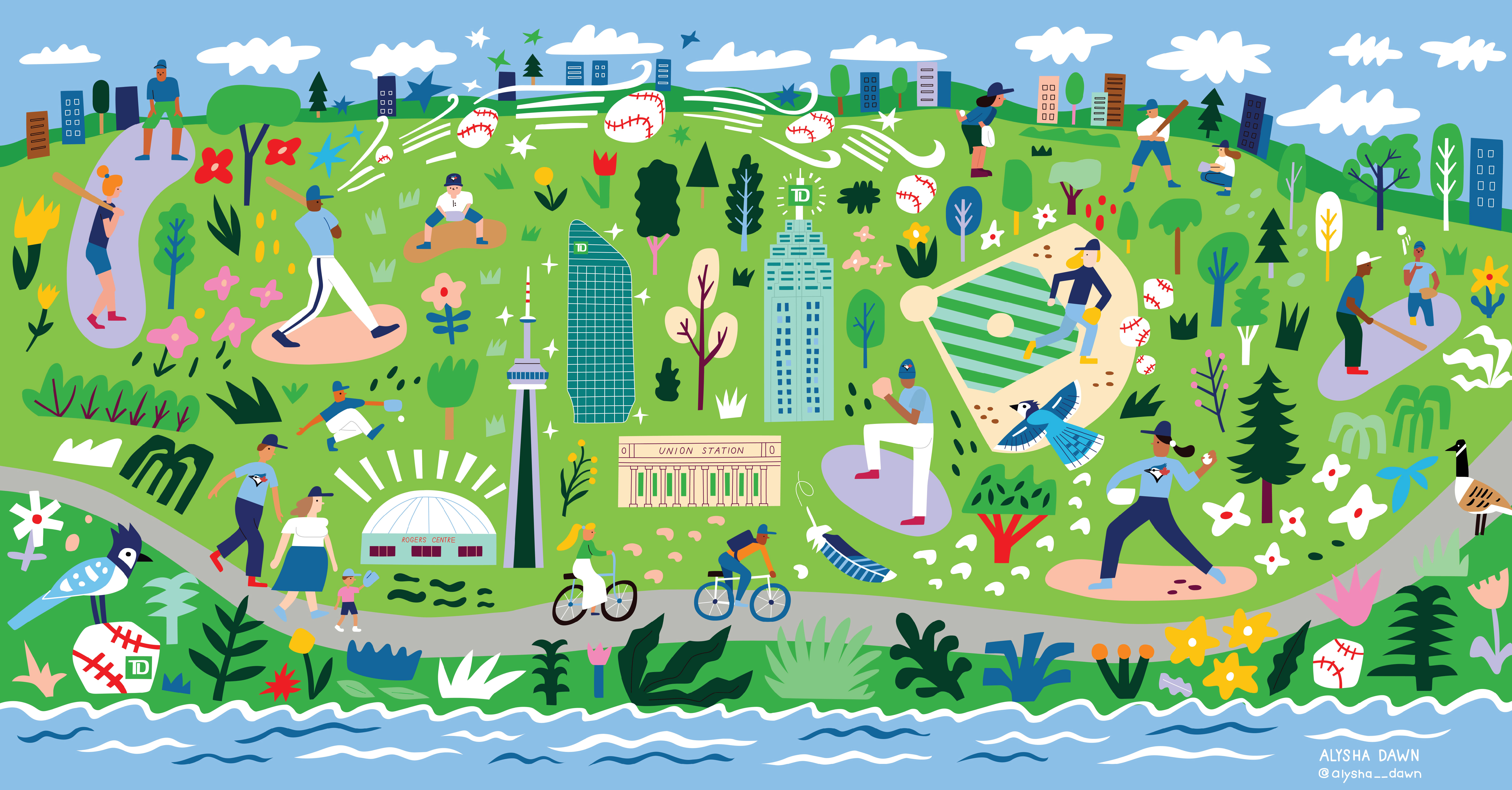 Illustrated Map of Toronto Parks Mural - Client: Rogers Centre - Agency: RISE