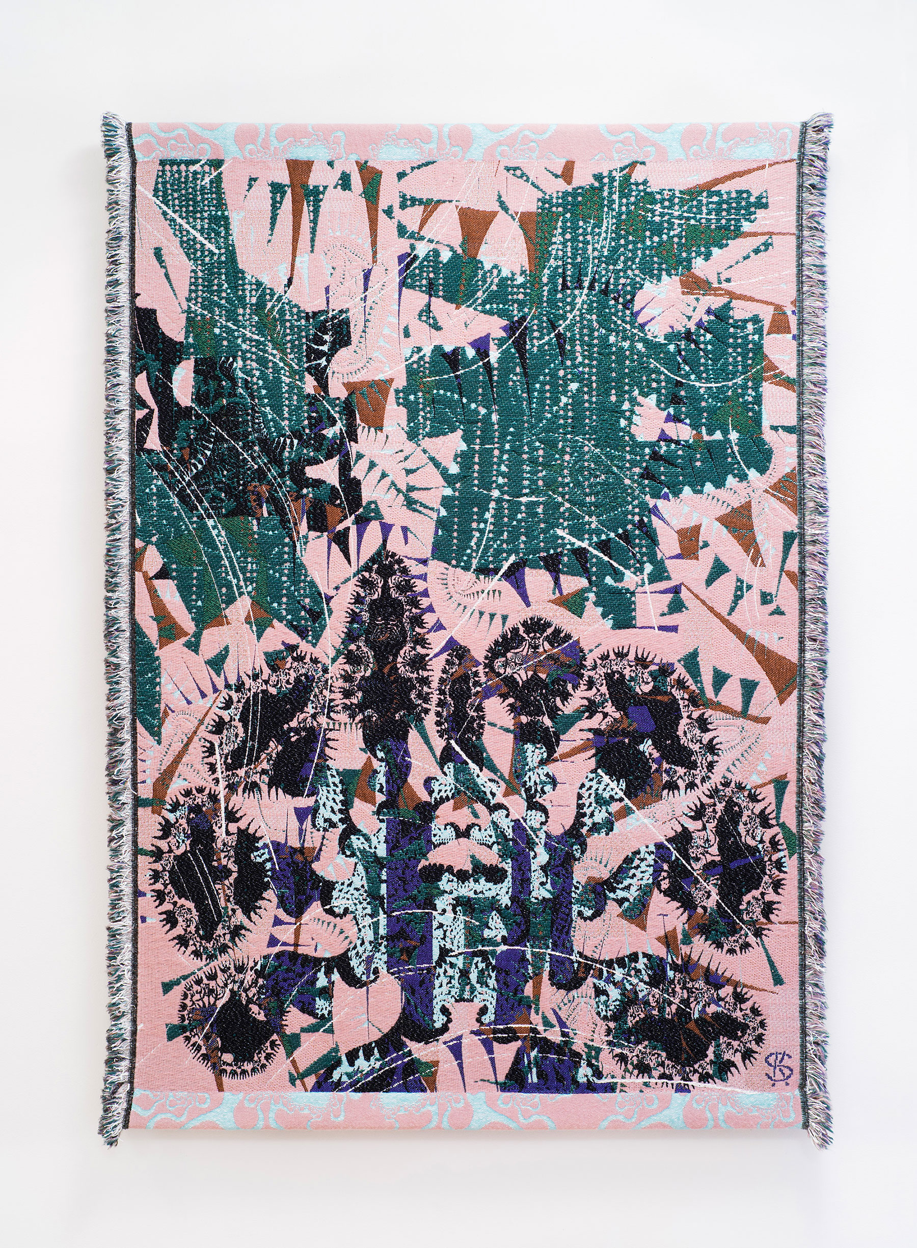 ︎'Sprout' 2019 Jacquard Weave 166 x 235 cm (66" x 93"). Mohair, Cotton, Rubber, Acryl, Polyester. Edition of 6. Price on request.