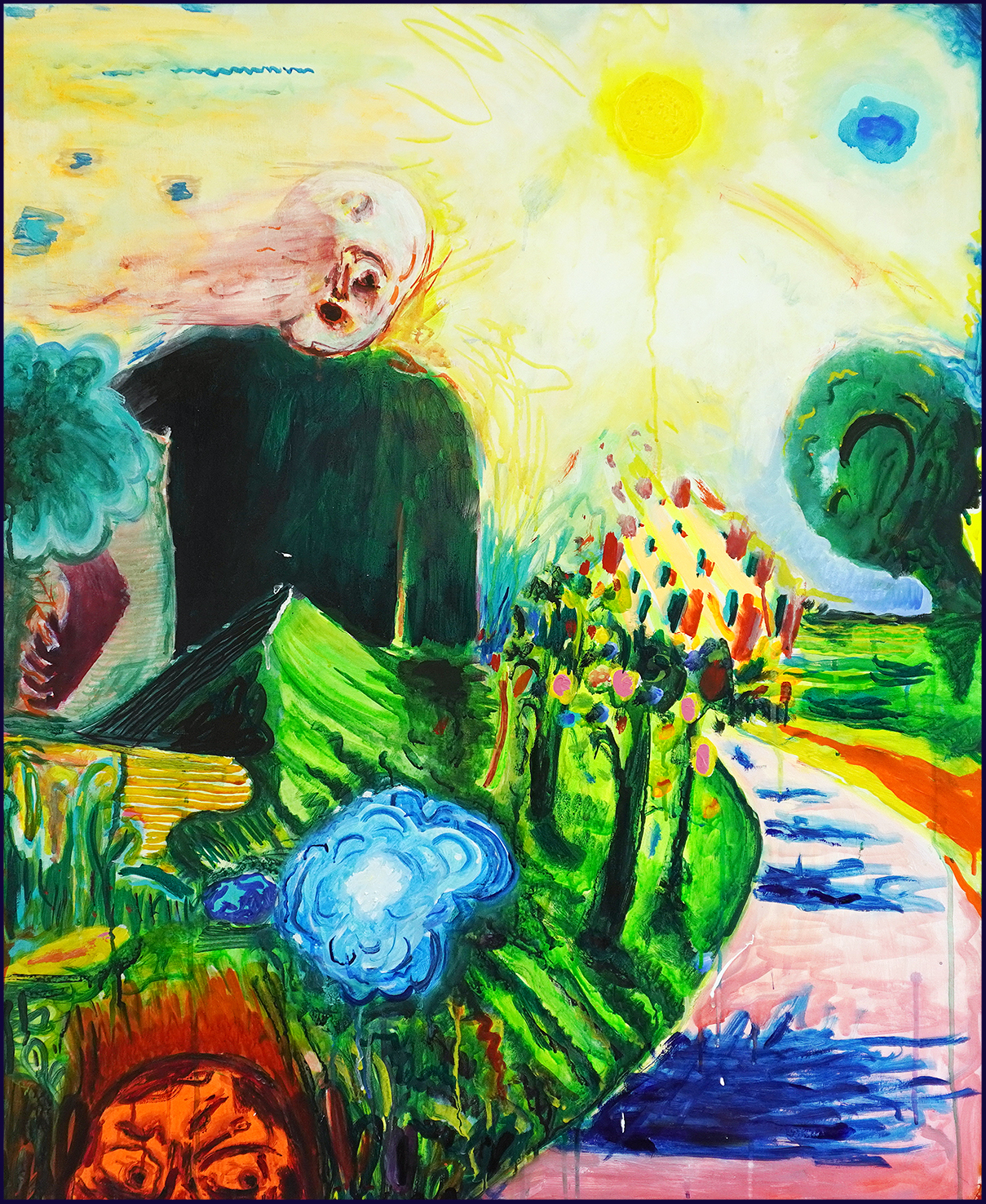 Triggerlands/  100 x 80 cm / watercolor, ink, acrylic on nettle / Andreas Lech 2024