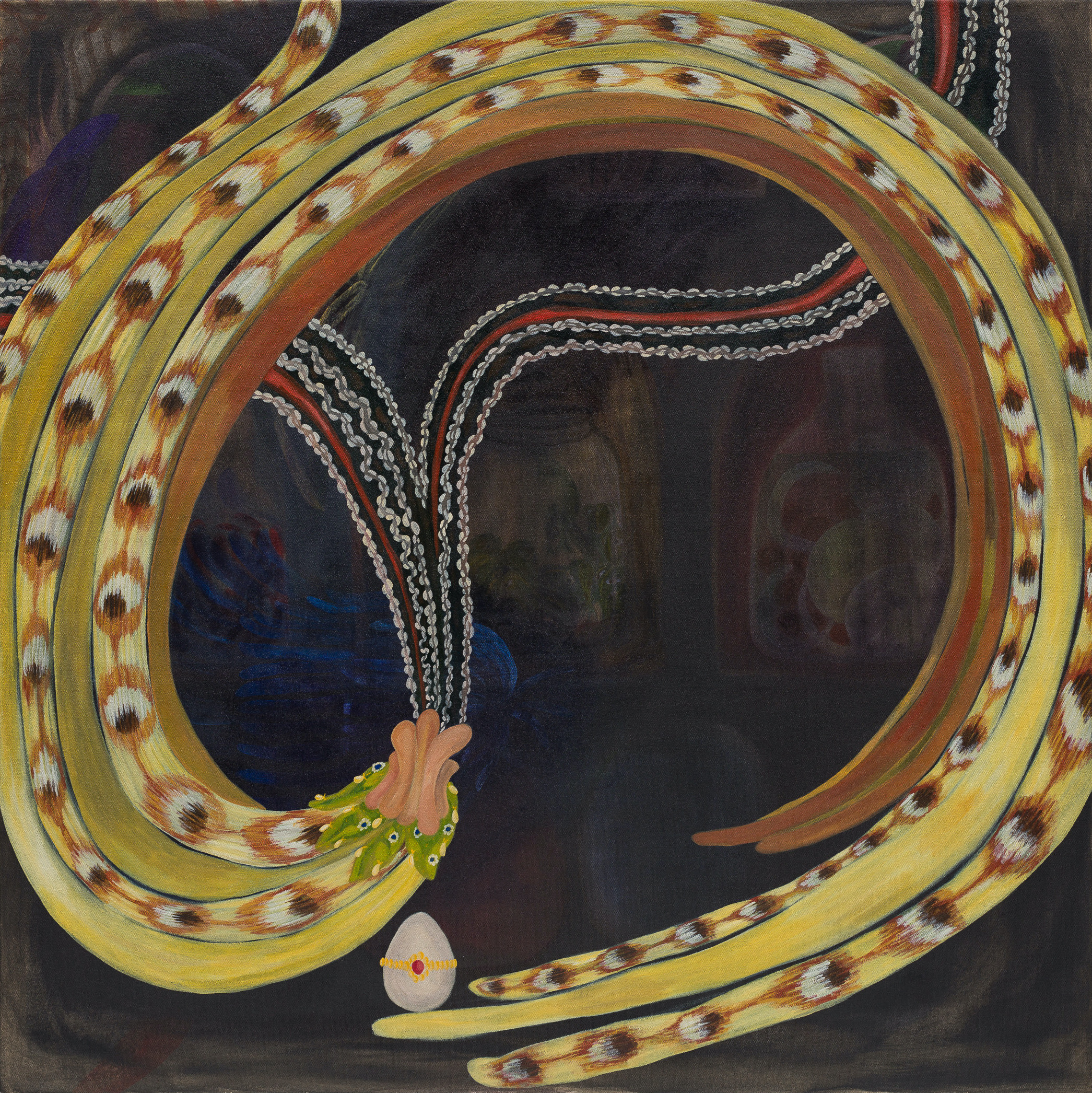 Dubious benediction, acrylic on canvas, 81 x 81 cm, 2024, image courtesy of Alexander Berggruen Gallery, photography by Mark Blower