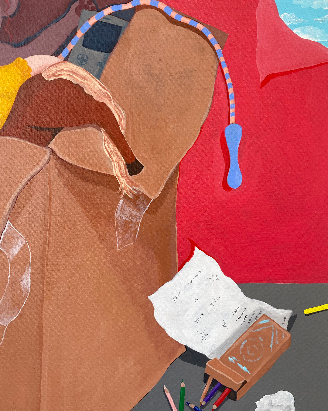 Tucked Away in Boxes, 38 x 38 inches, Acrylic, 2021.