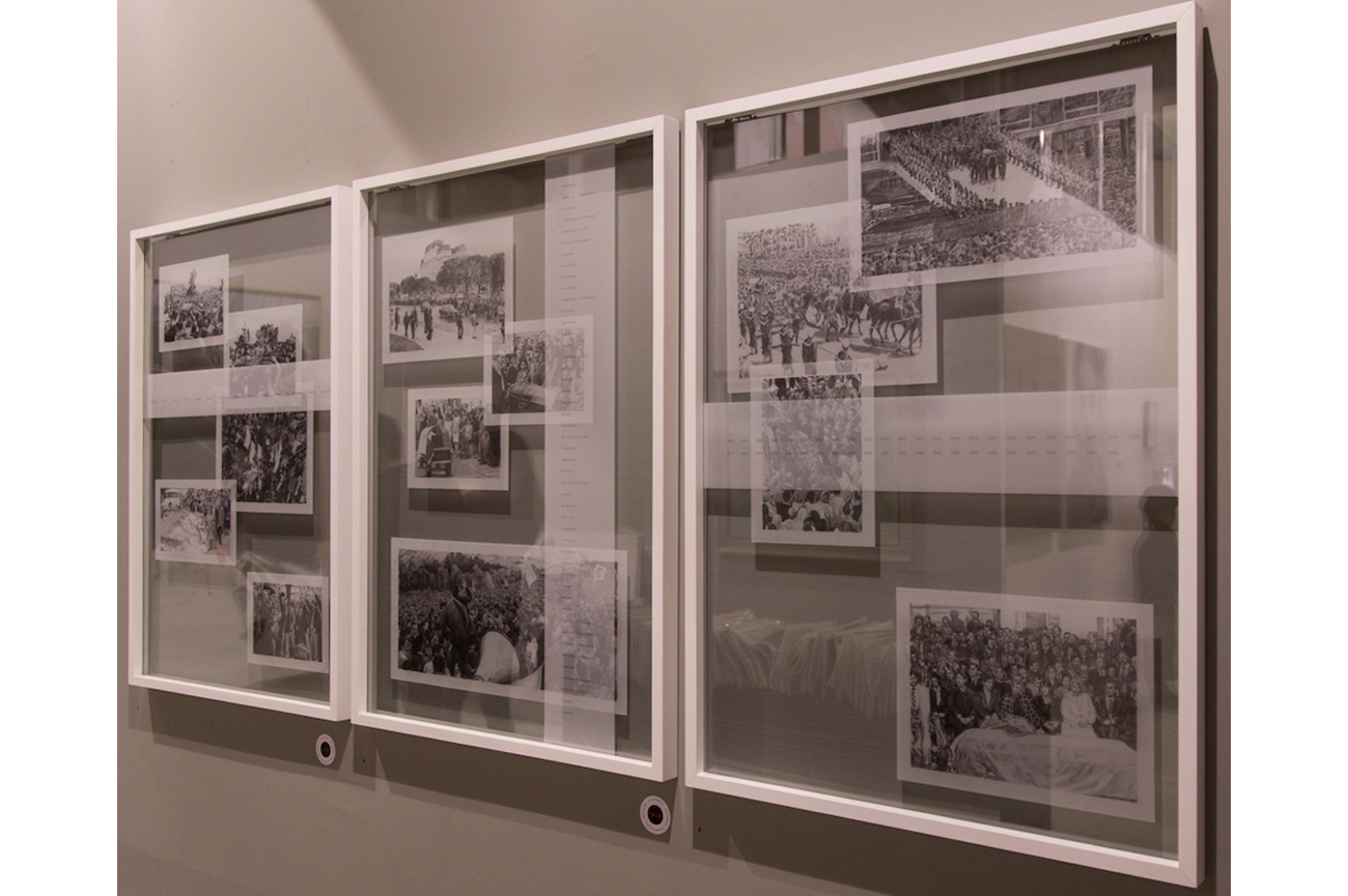 Voluspa JarpaYo no soy un hombre, soy un pueblo, 2016Graphite and laser printing on polyester paperTriptych, 100 x 47 cm each