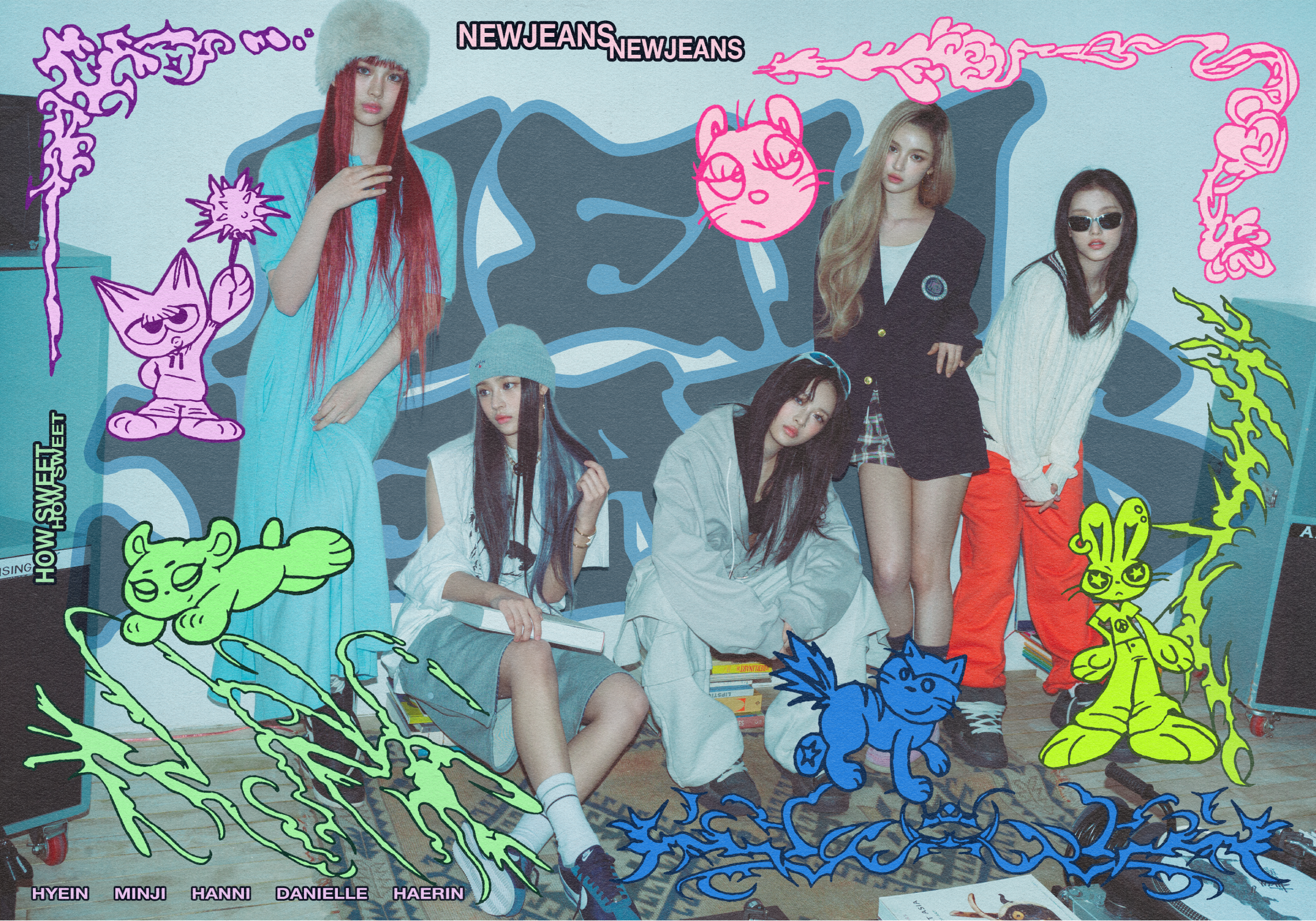 NewJeans 'HOW SWEET' Album Character, Illust, Logo Design