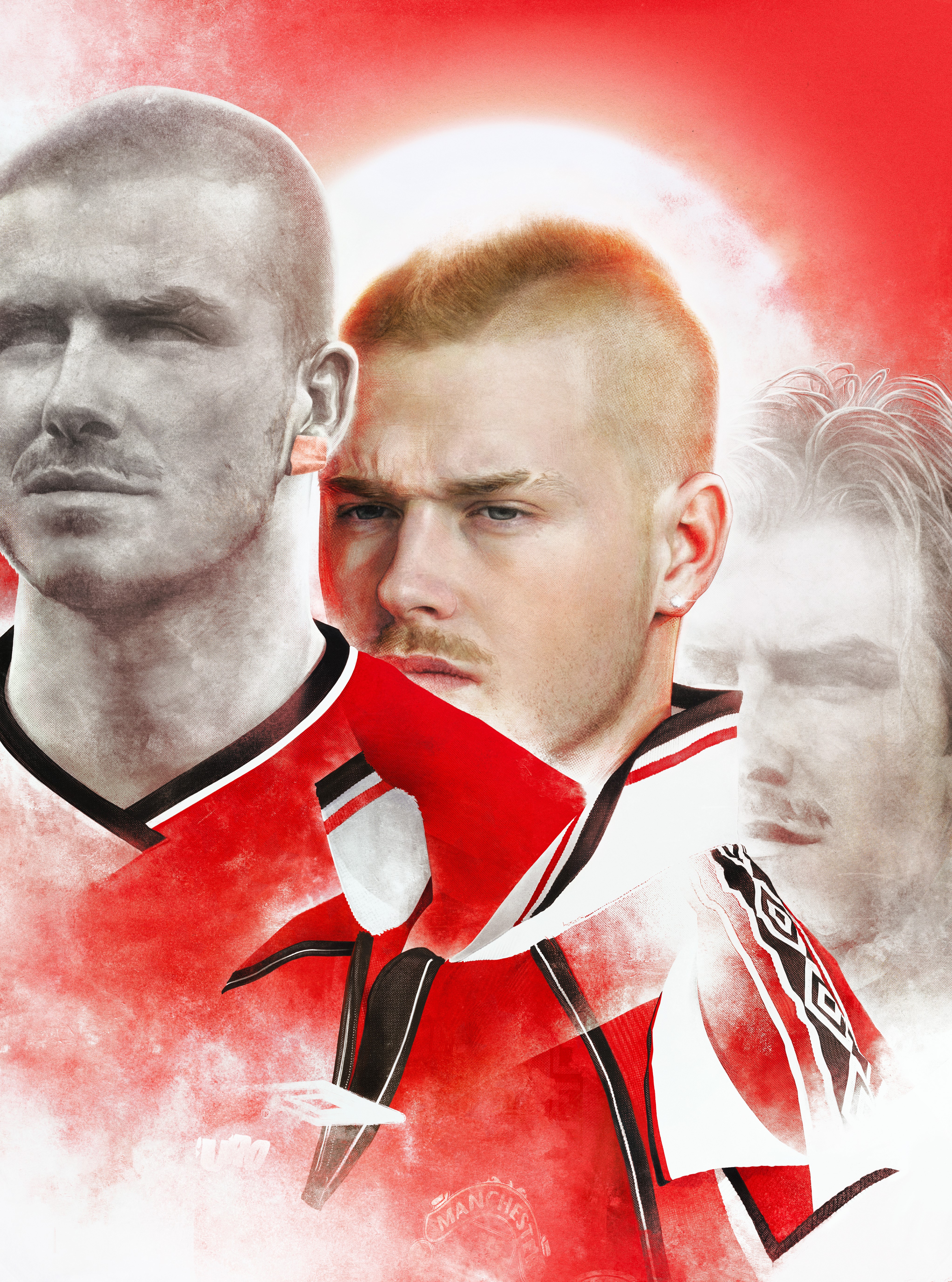 A digital portrait of a David Beckham lookalike for NPLH by the artist John Tregoning. An illustration of David Beckham. Drawn in Procreate.