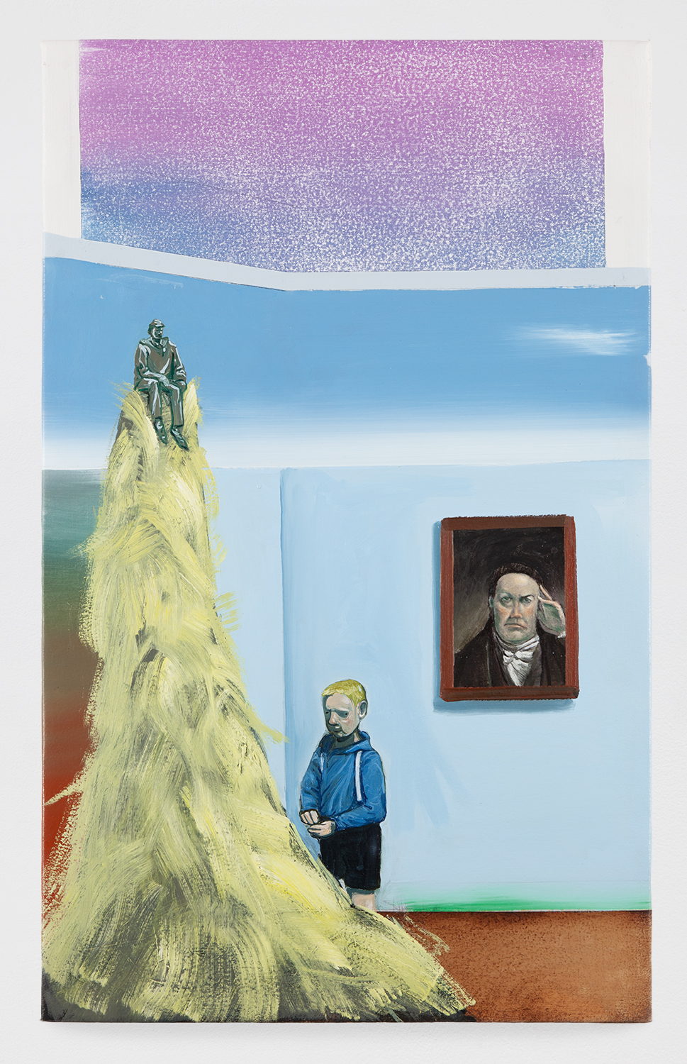 Allegory of the Haystack; acrylic and oil paint on canvas, stretched over wooden panel; 22x35; 2018