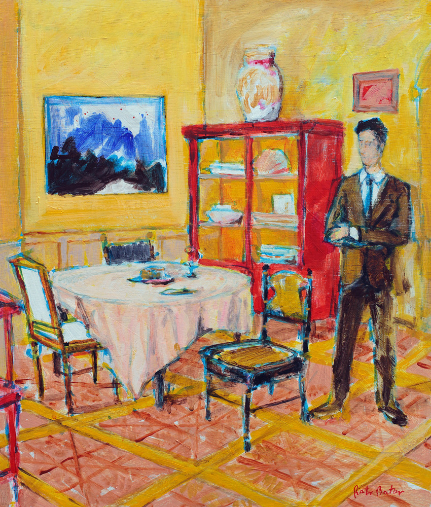 "Dinner".  Acrylic on plywood board , 49 x 42 cm / 19.2 x 16.5 inches