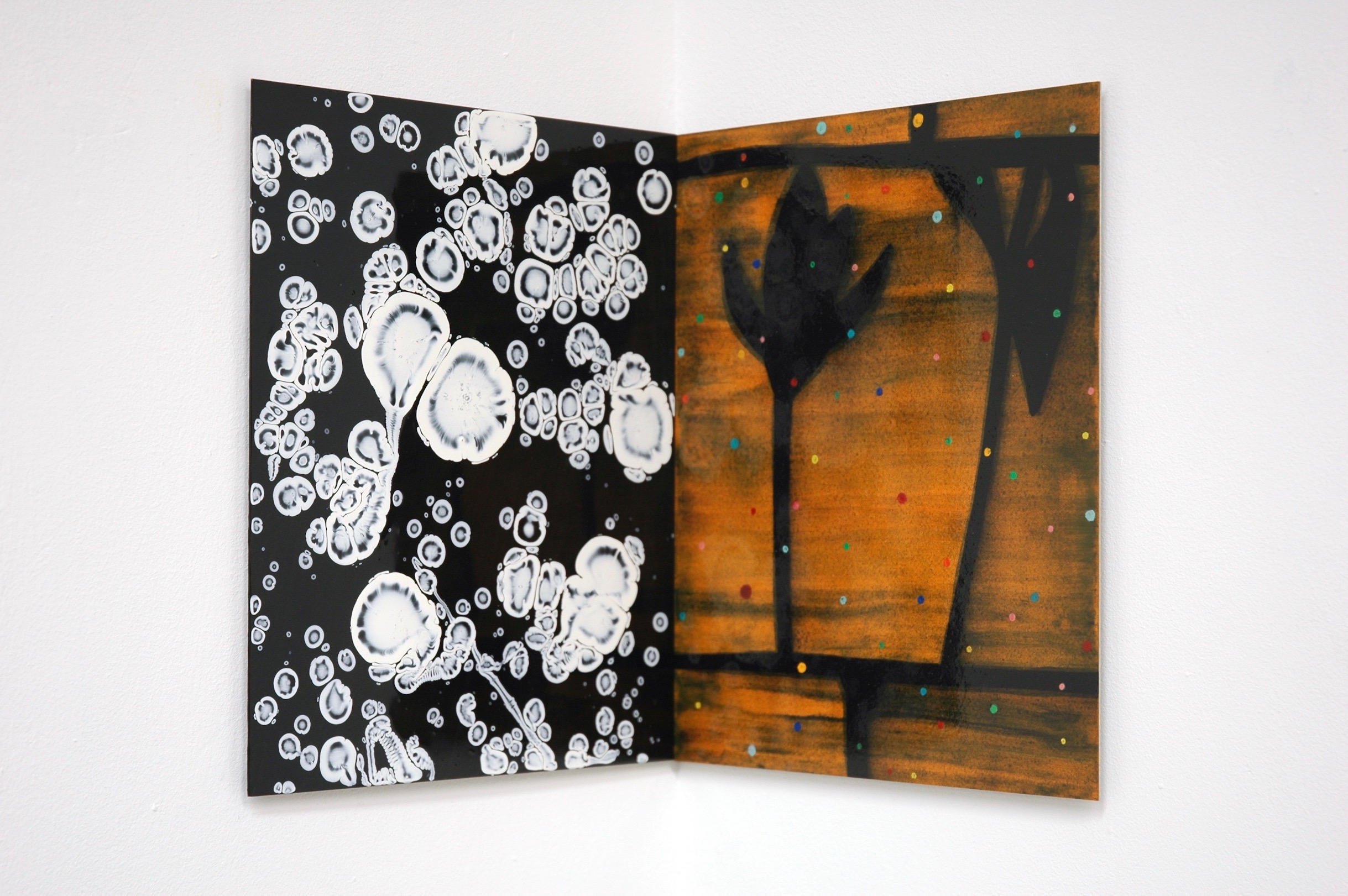 Untitled 2012, acrylic and alkyd on paper/aluminium, 24 x 39 cm