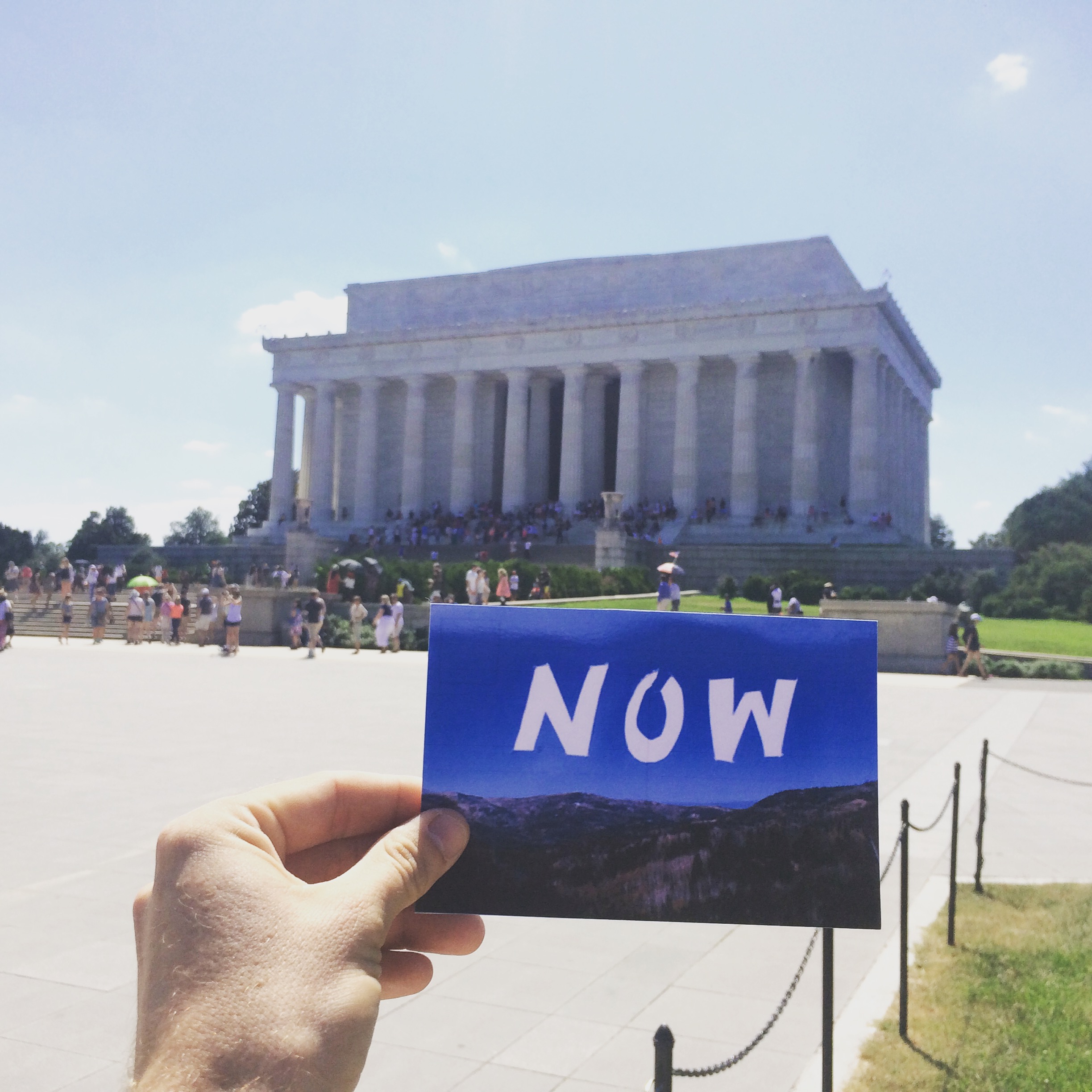 Annie wanted  this card placed somewhere near where the million man march was. I couldn't think of a better spot than the Lincoln memorial.