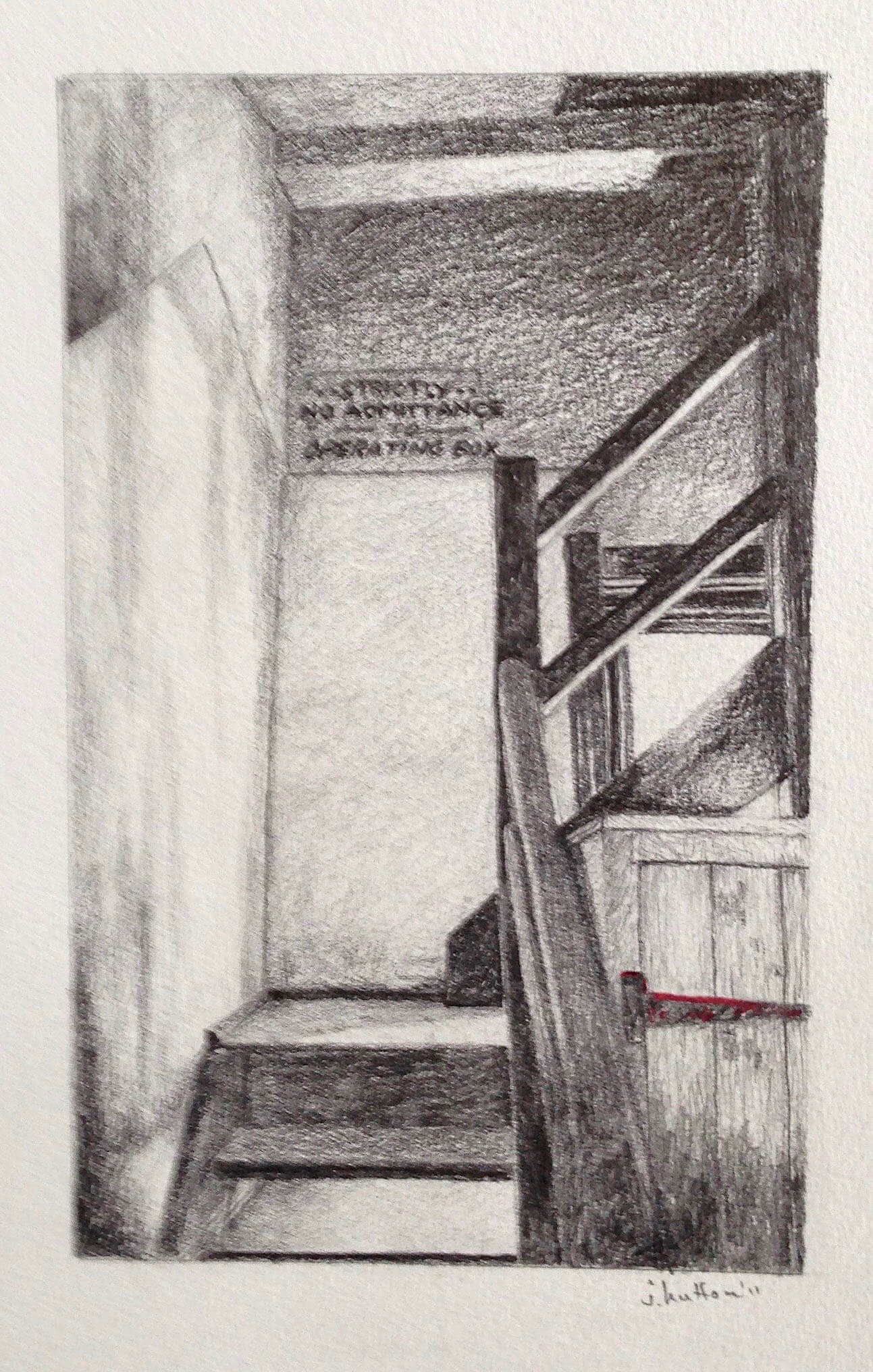The Forgotten Theatre — Stairwell, Pencil on Paper, 20 x 13 cm.  
