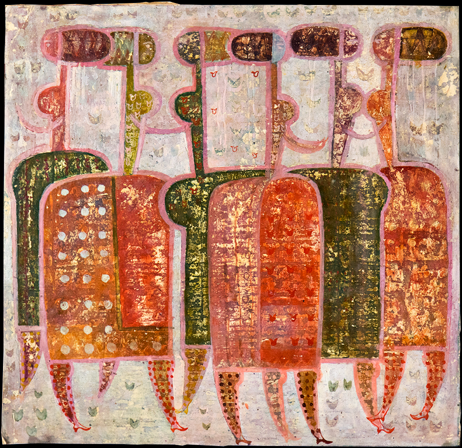 Design for handmade carpet. Gouache, wax. Painting on cardboard. 1970's