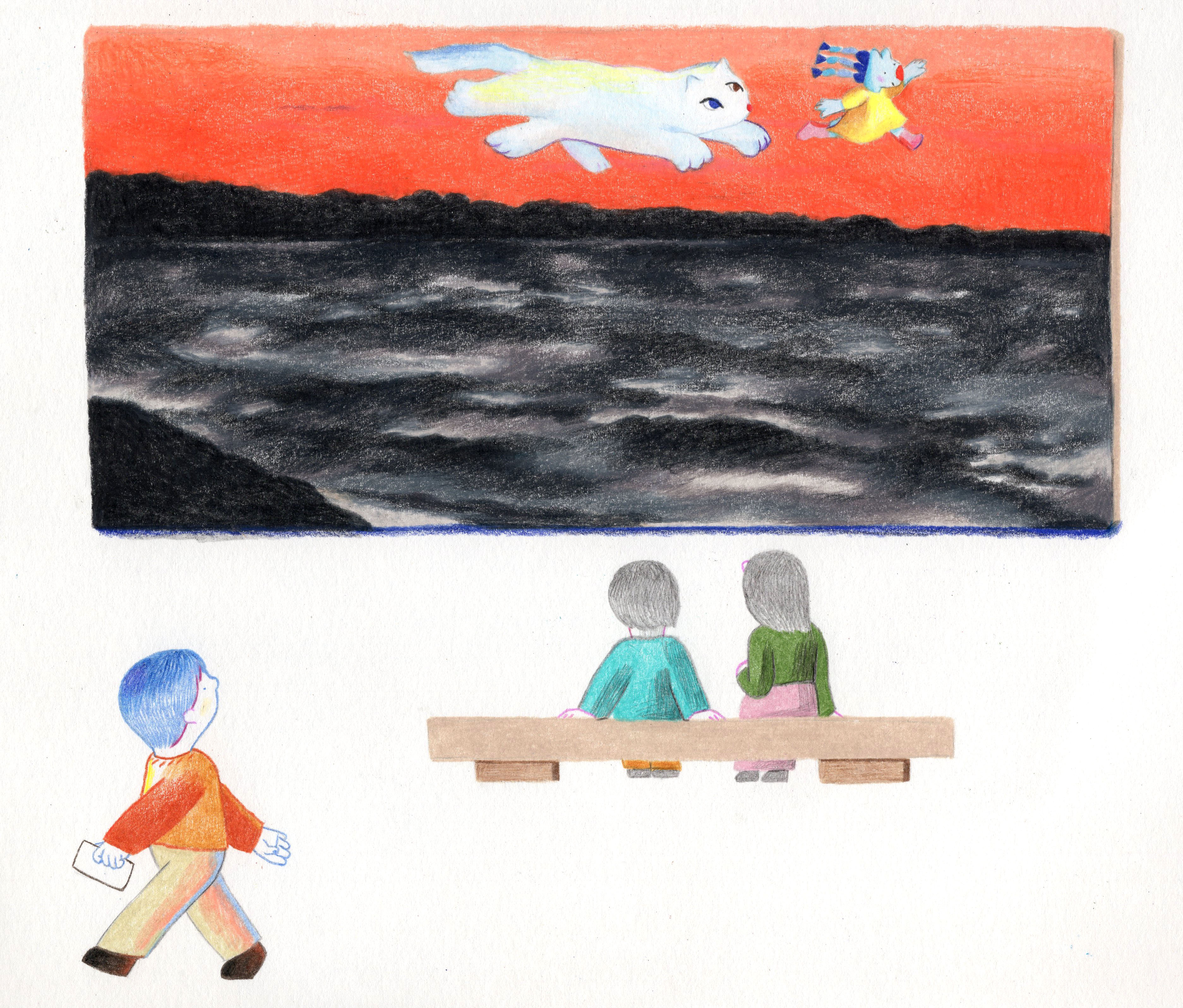 The wave returns to the ocean