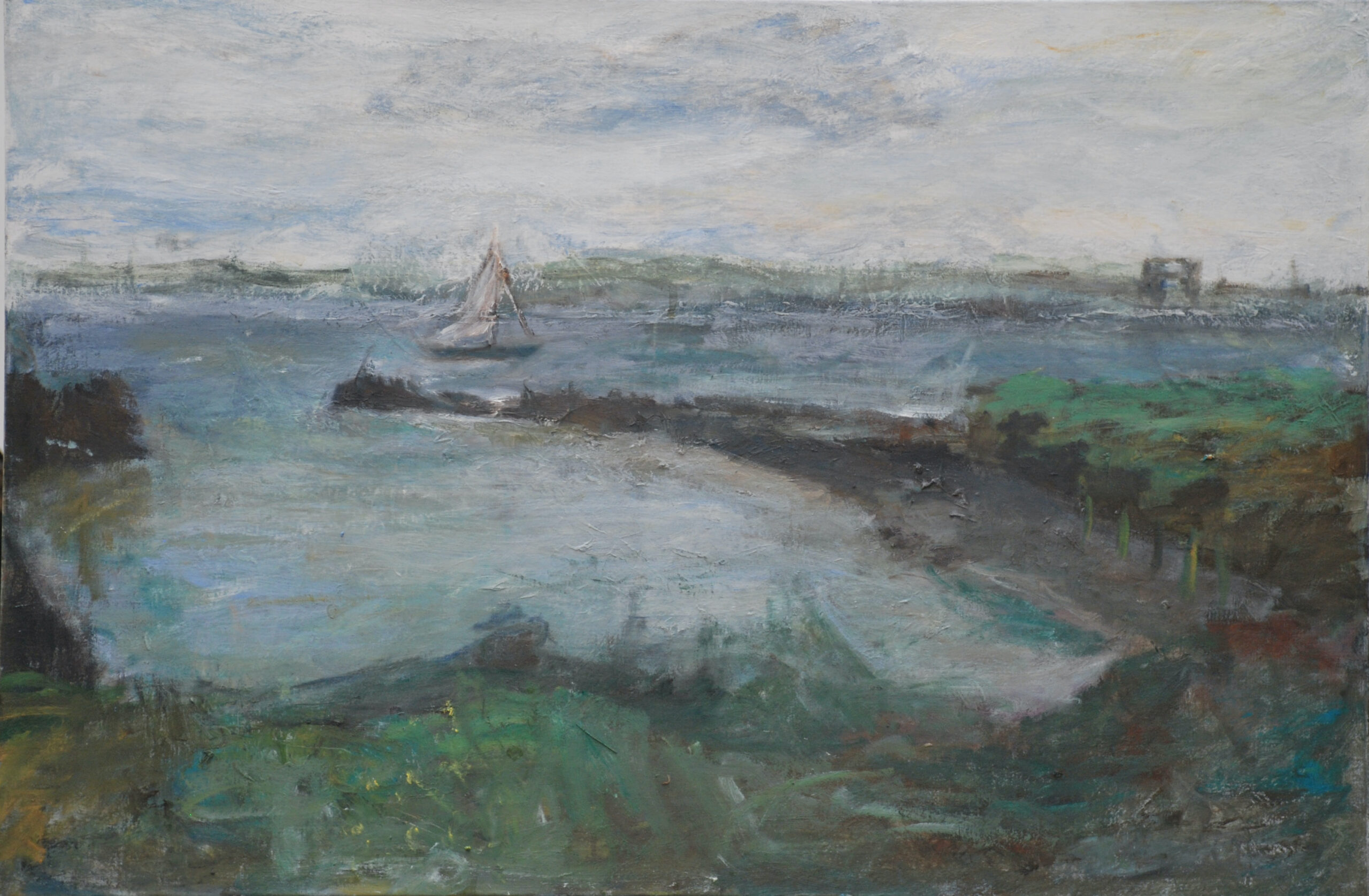 Rainham Marshes evening, oil on canvas, 61 x 91 cm