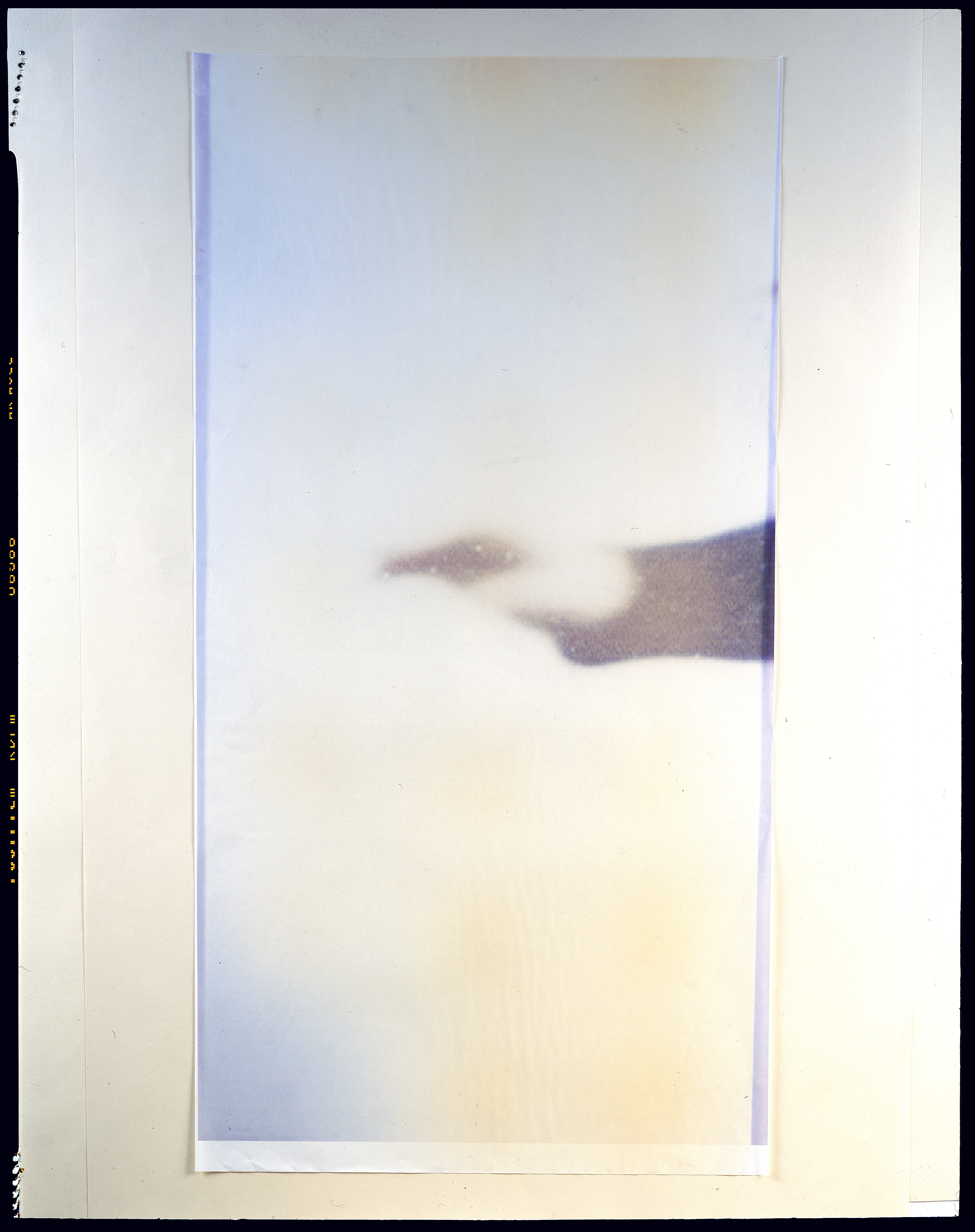 "Loss of fire, la Mano", after heat process, 4x5inches positif analog film, 2019